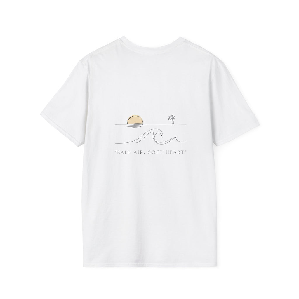 T-Shirt — Minimal Gold Wave Heart Graphic Tee | Beachy, Romantic Casual Top