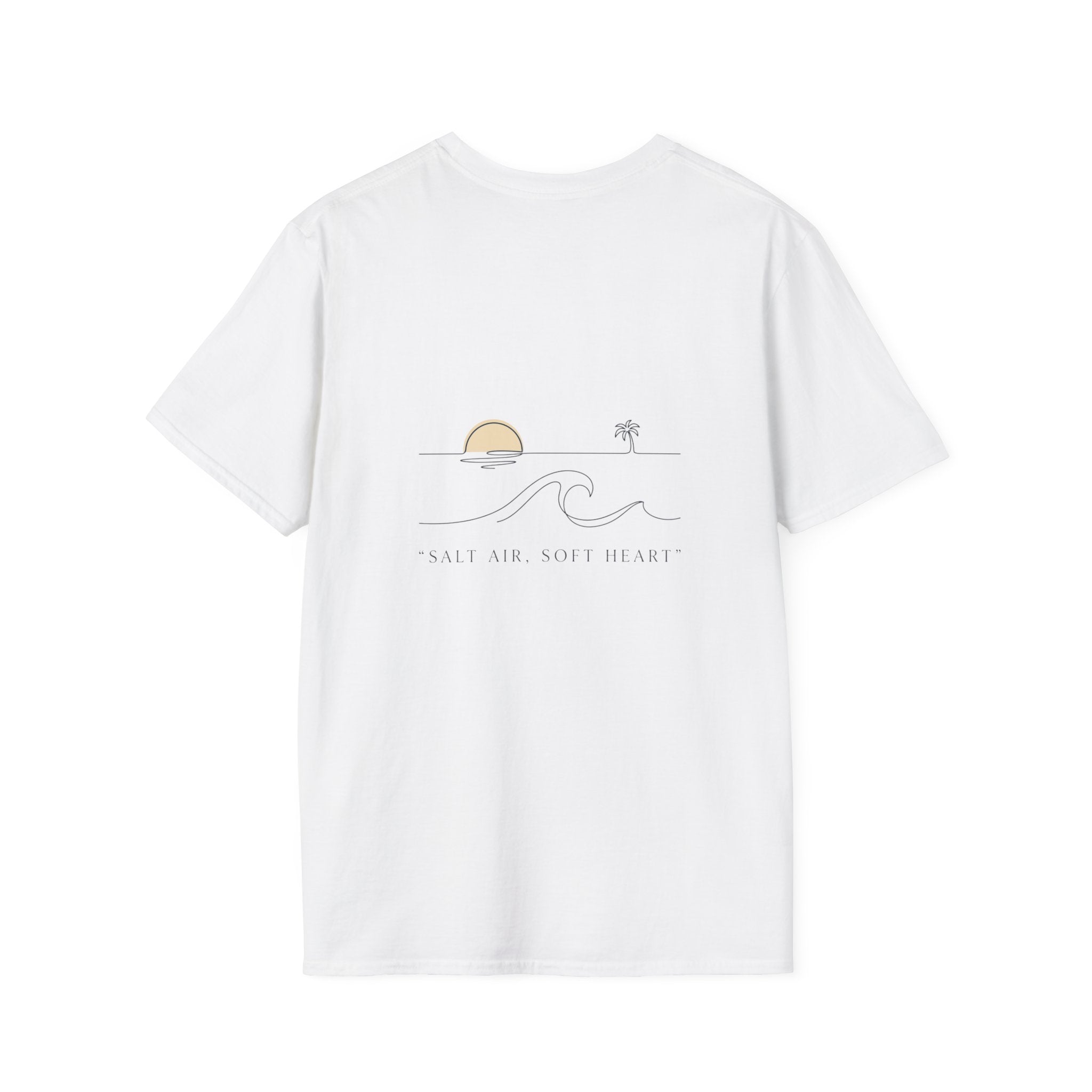 T-Shirt — Minimal Gold Wave Heart Graphic Tee | Beachy, Romantic Casual Top
