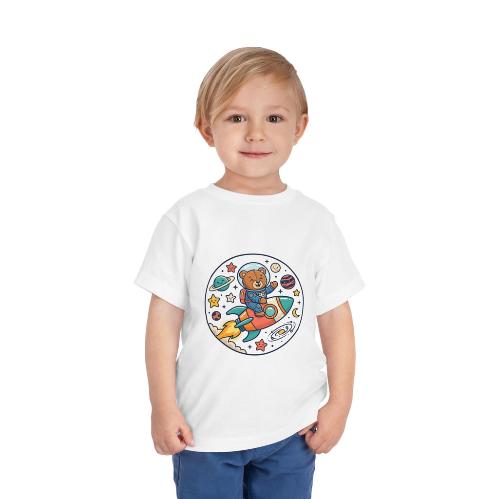 Toddler Tee — 'Dream Big Explore More' Space Bear Rocket Shirt