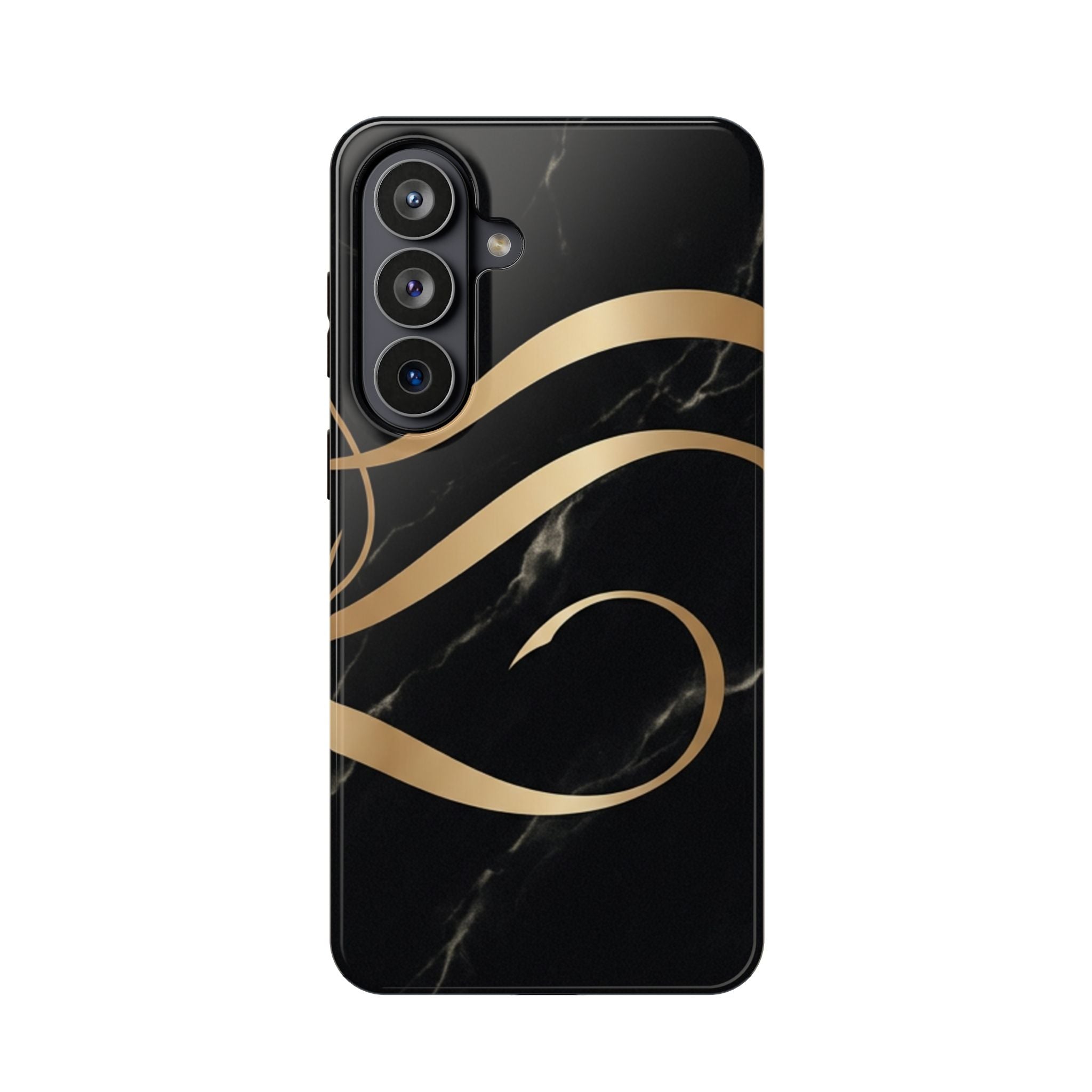 Magnetic Impact-Resistant Phone Case — Black Marble with Gold Swirl