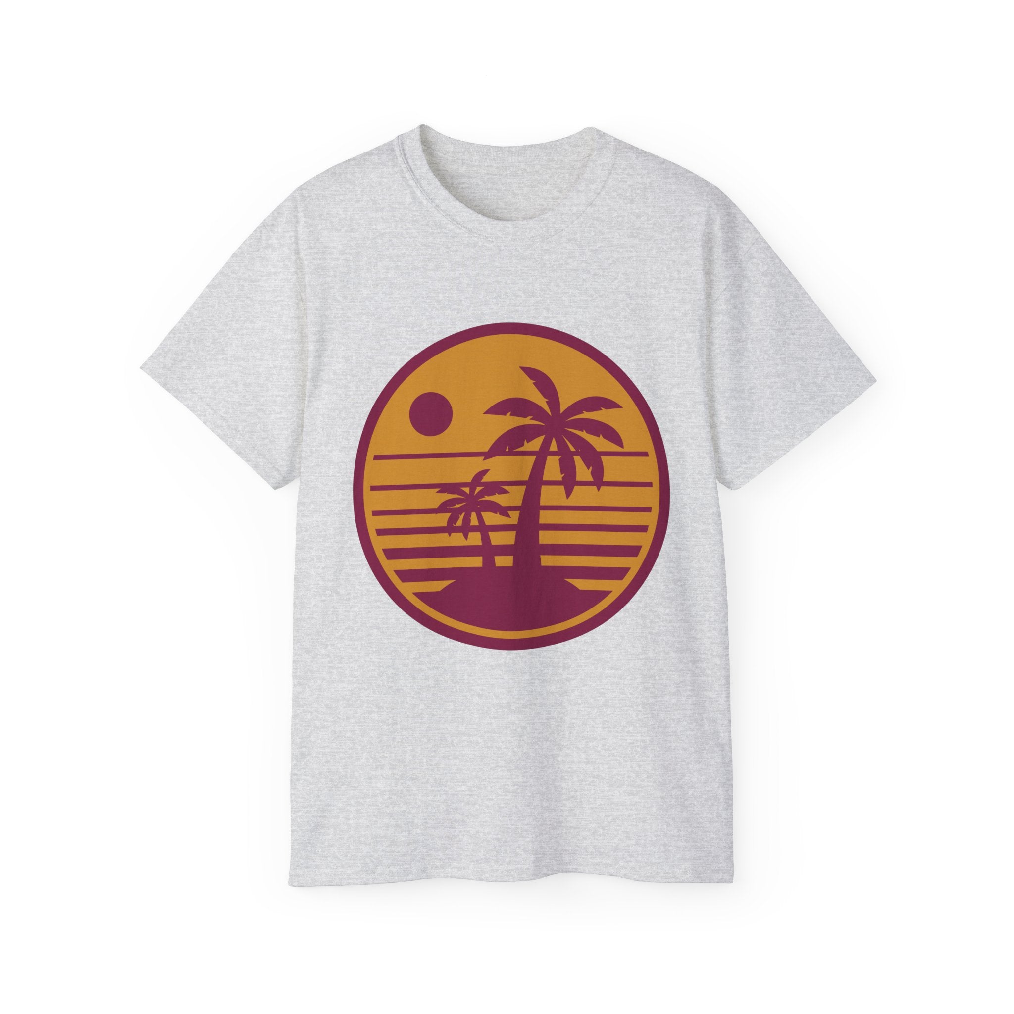 T-Shirt — Retro Palm Sunset Surf Tee ("Salt Air, Soft Hearts")