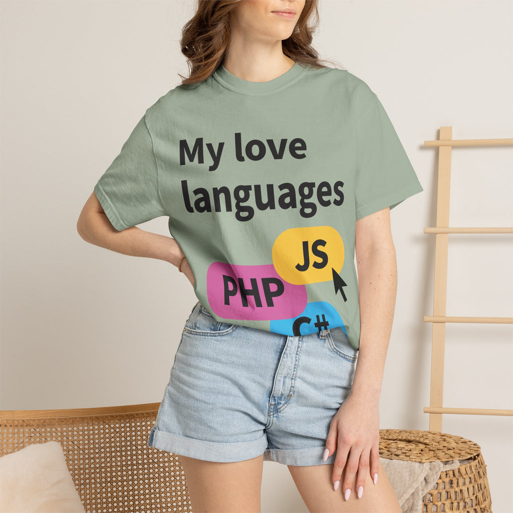 My Love Languages T-Shirt — Funny Programmer Tee (PHP • JS • C#)
