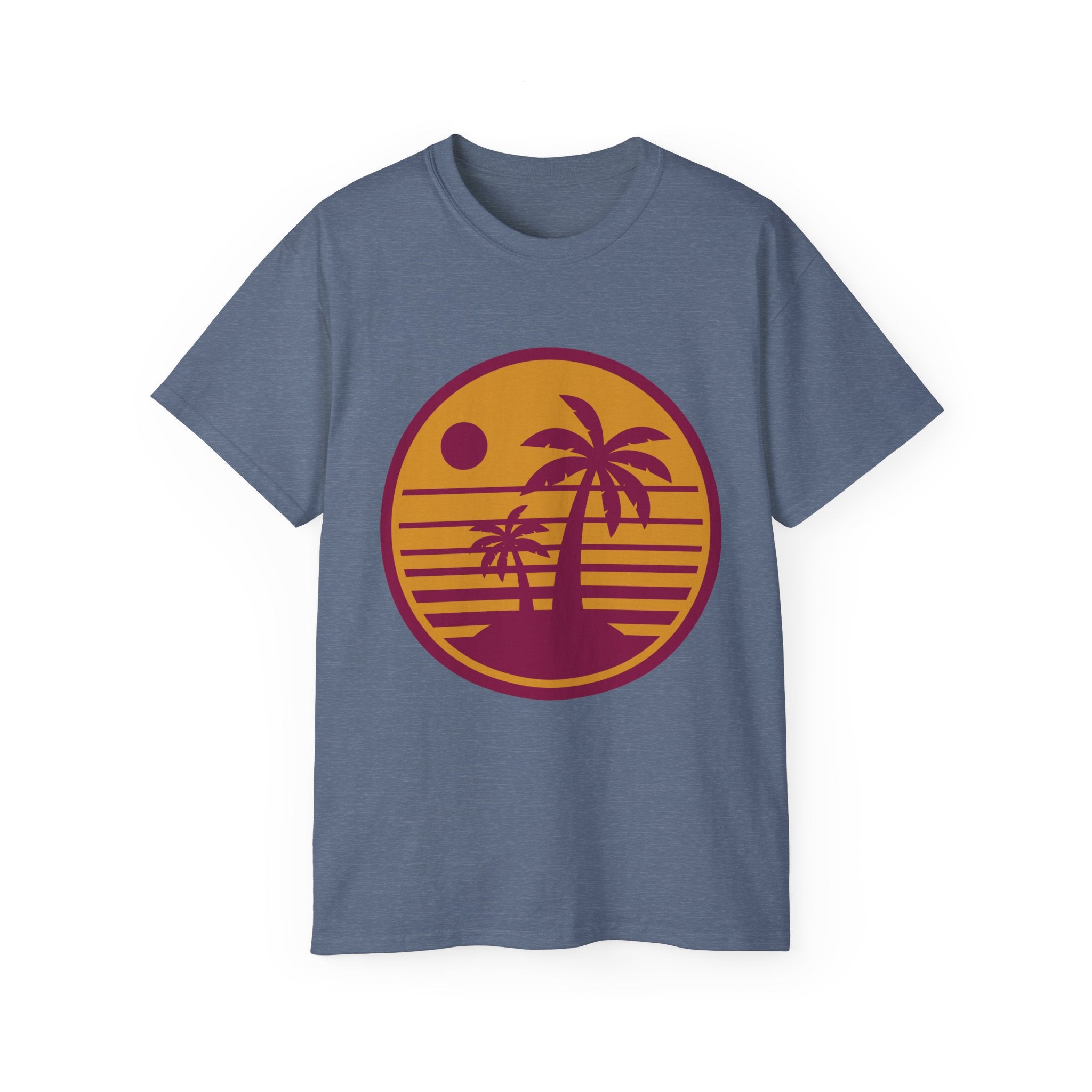 T-Shirt — Retro Palm Sunset Surf Tee ("Salt Air, Soft Hearts")
