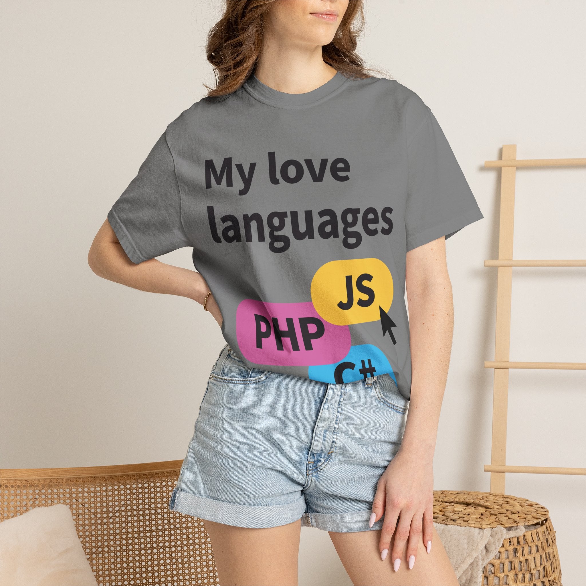 My Love Languages T-Shirt — Funny Programmer Tee (PHP • JS • C#)
