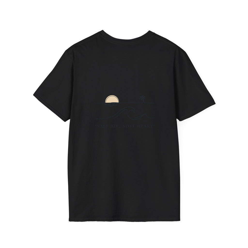 T-Shirt — Minimal Gold Wave Heart Graphic Tee | Beachy, Romantic Casual Top