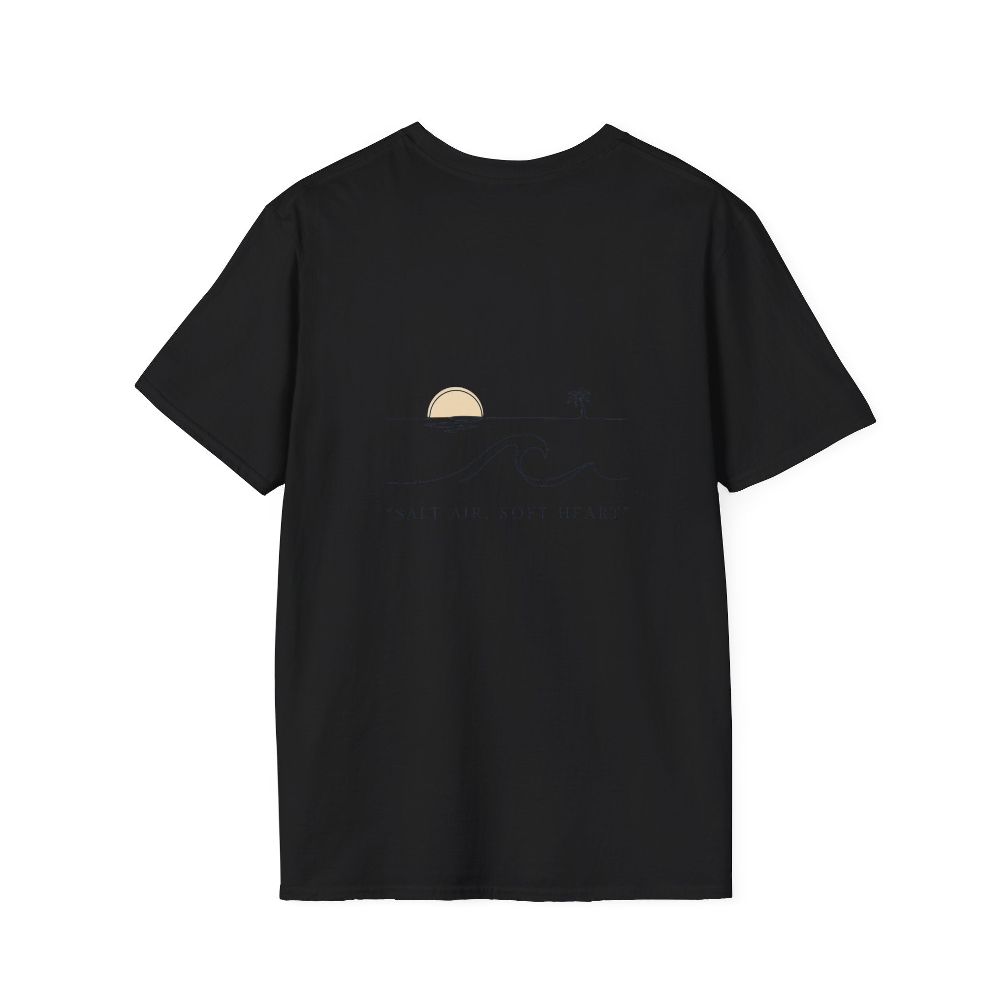 T-Shirt — Minimal Gold Wave Heart Graphic Tee | Beachy, Romantic Casual Top