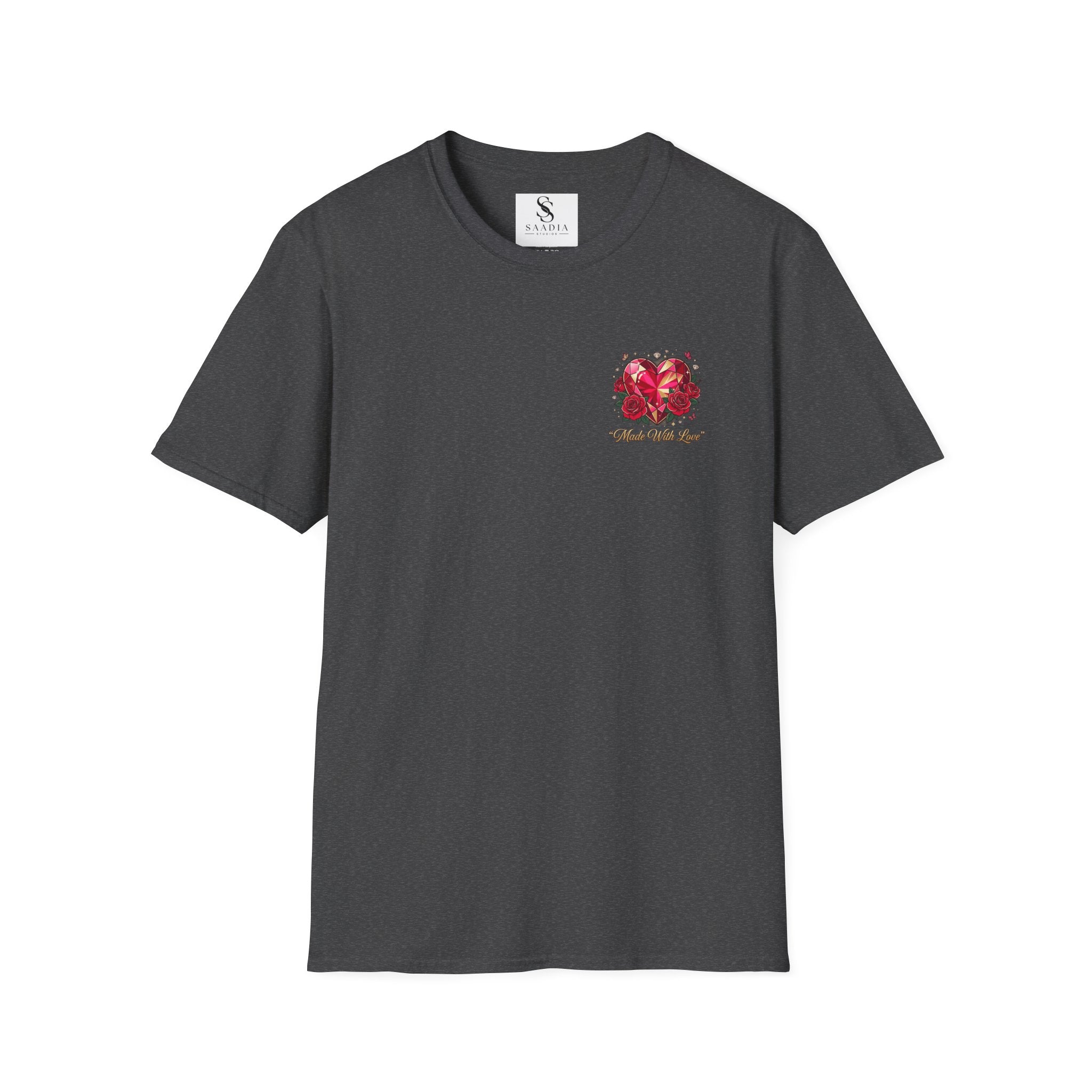 Heart Floral Graphic T-Shirt — "Made With Love" Chest Print