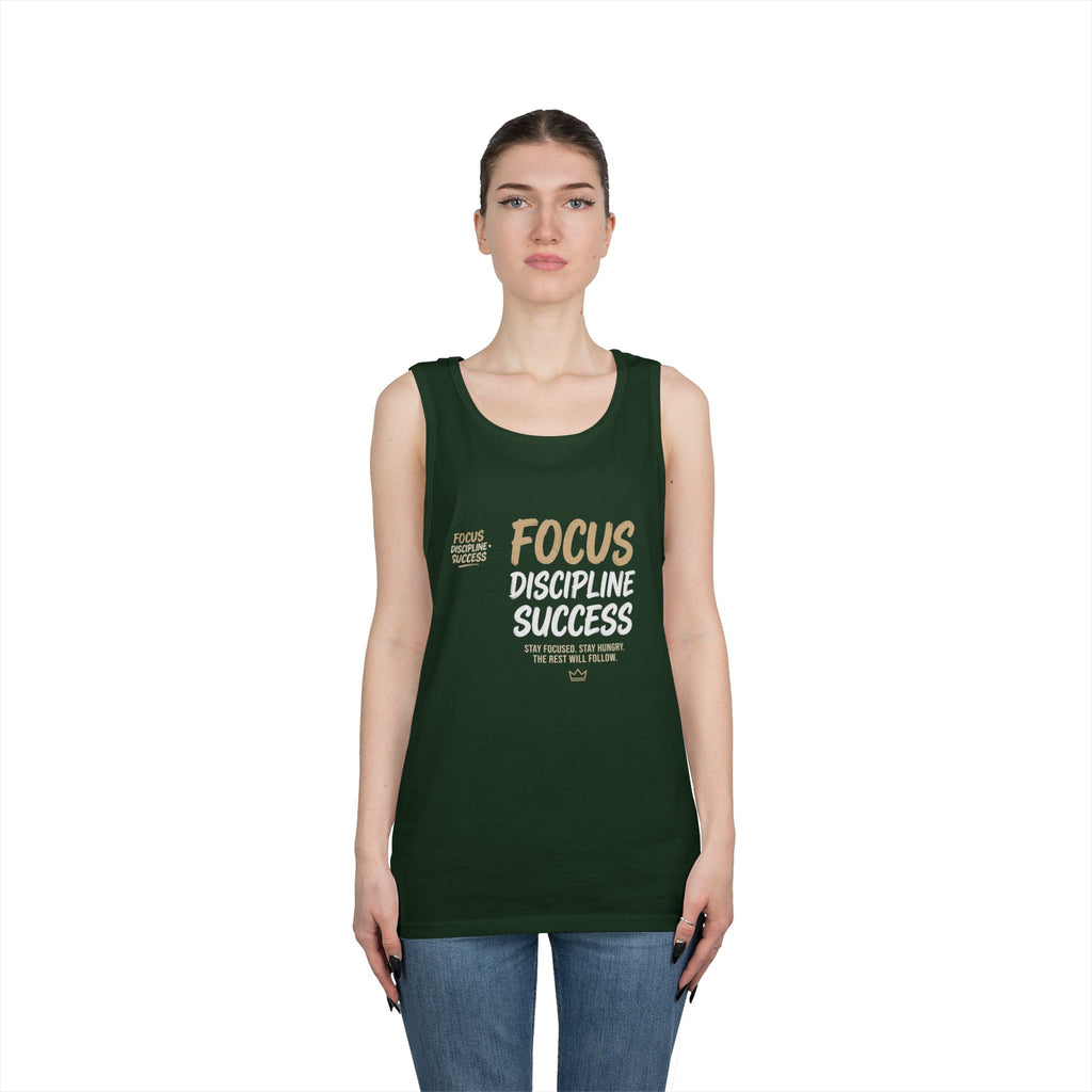Motivational 'FOCUS Discipline Success' Cotton Tank Top