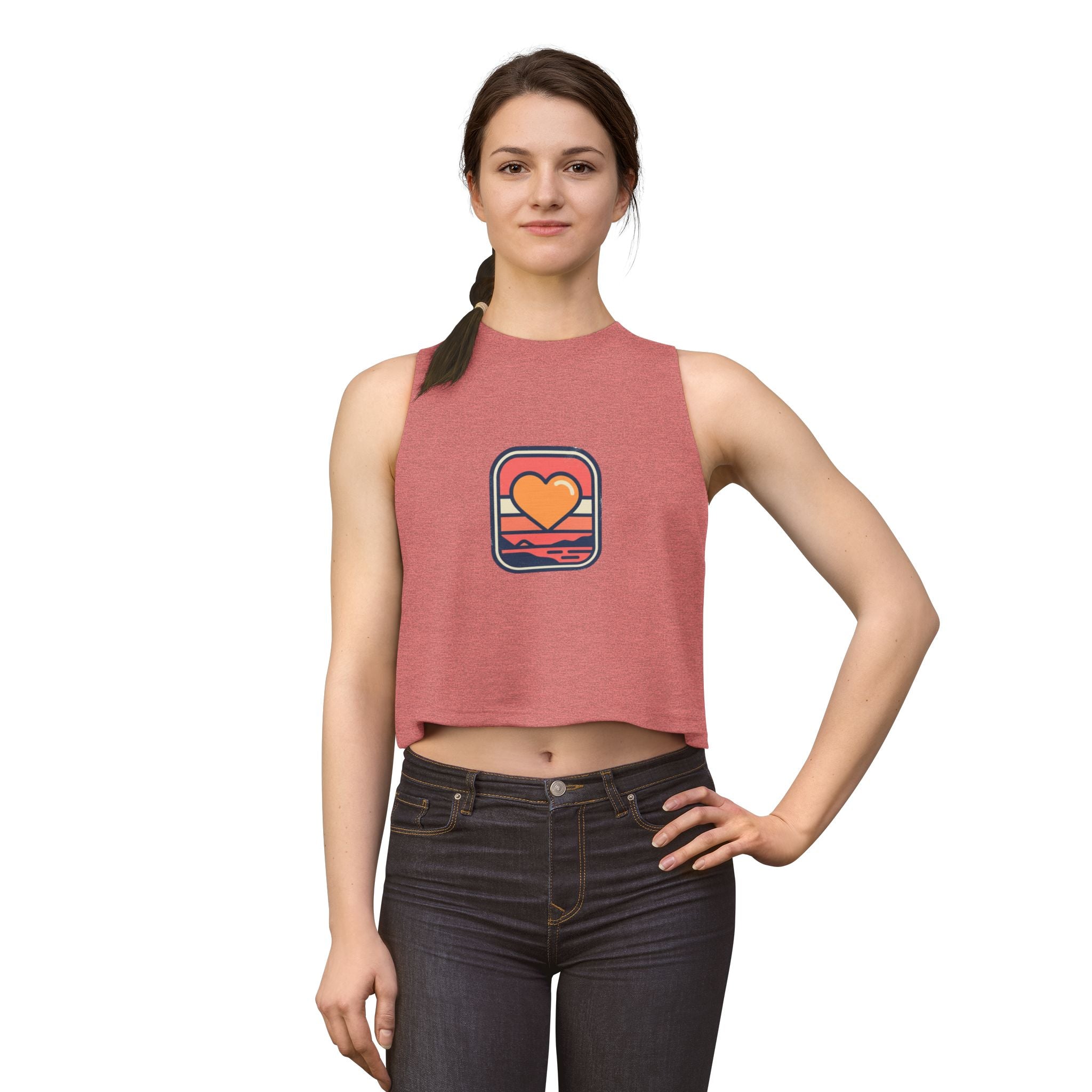 Heart Sunset Crop Top — Retro Beach Love Tank