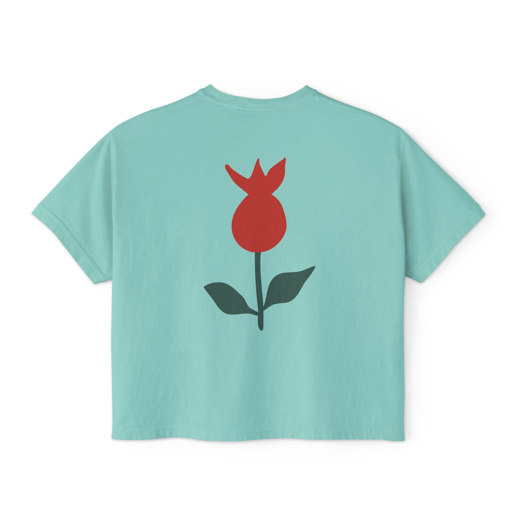 Be Mine Heart Script Boxy Tee — Valentine Rose Graphic Top