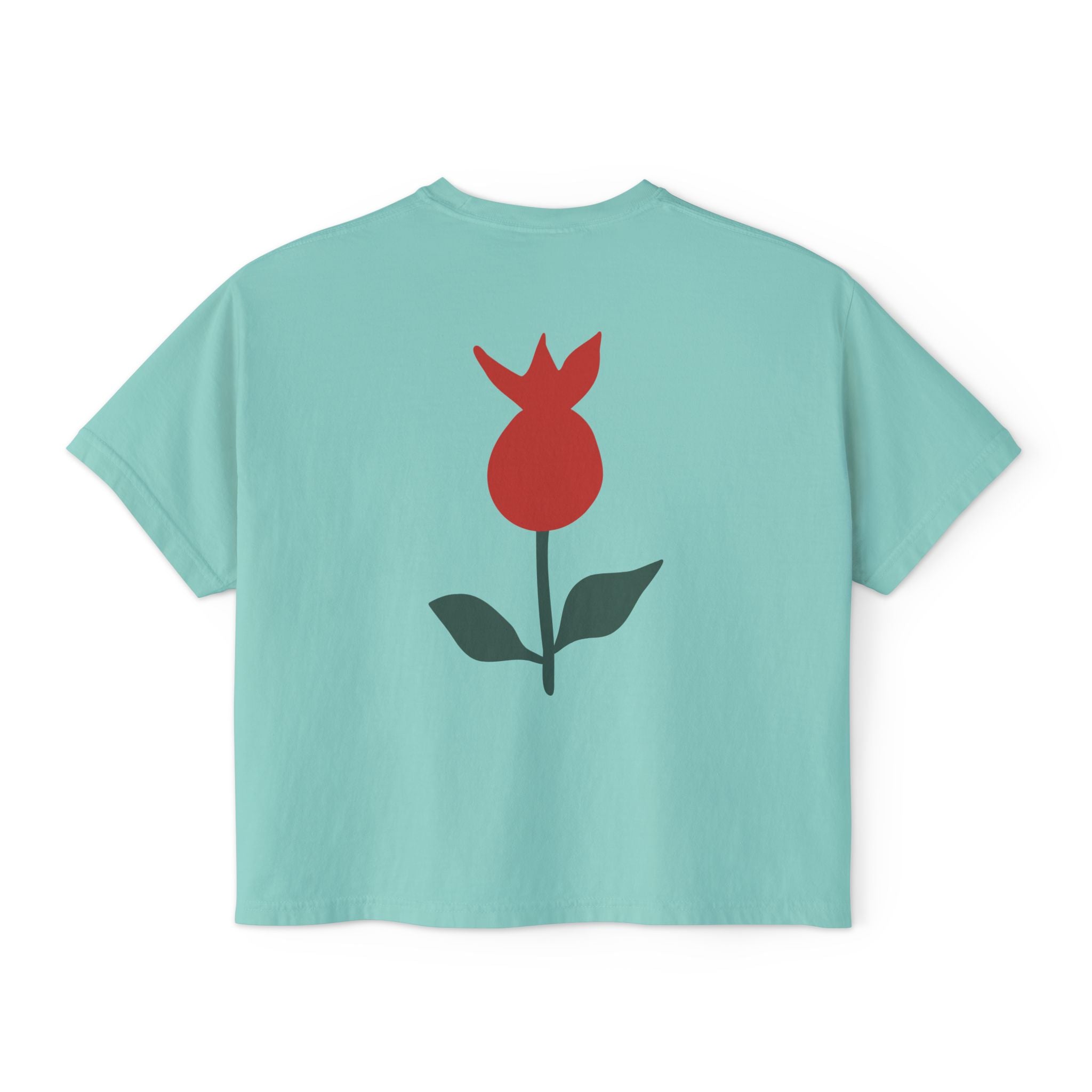 Be Mine Heart Script Boxy Tee — Valentine Rose Graphic Top