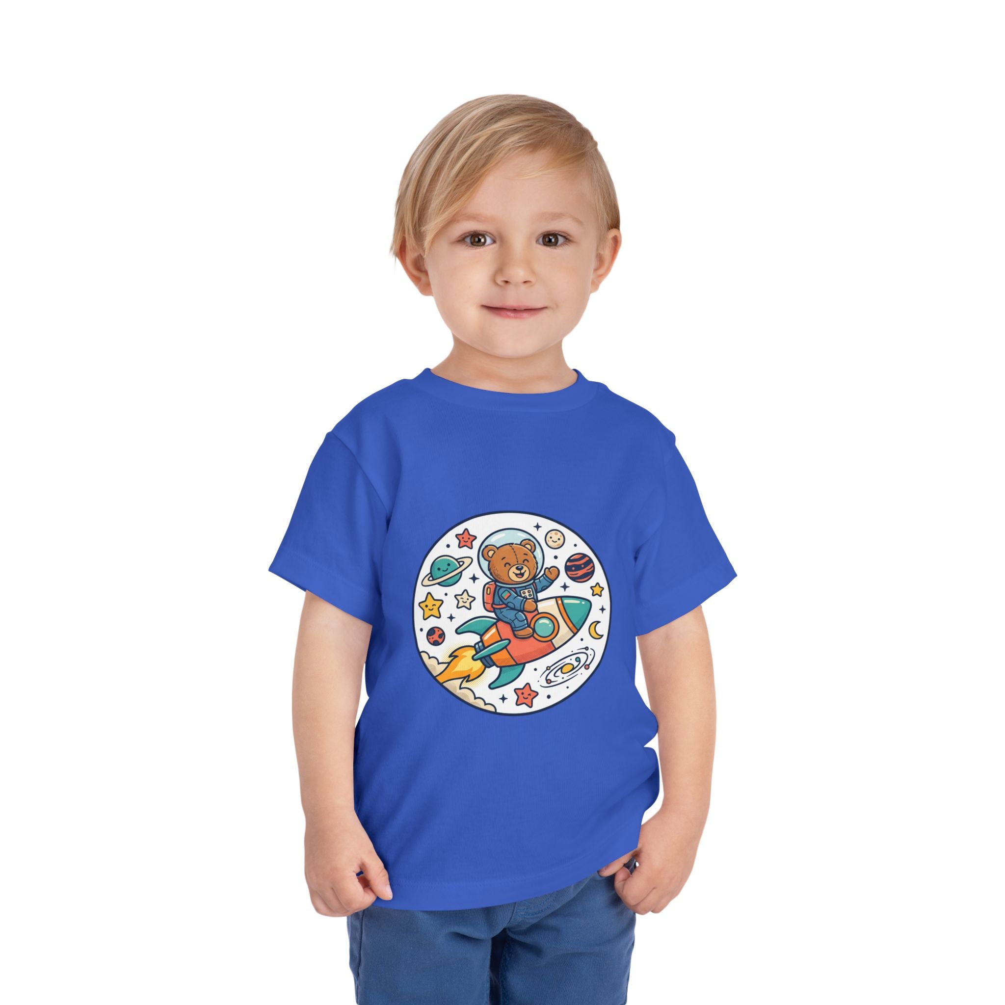 Toddler Tee — 'Dream Big Explore More' Space Bear Rocket Shirt