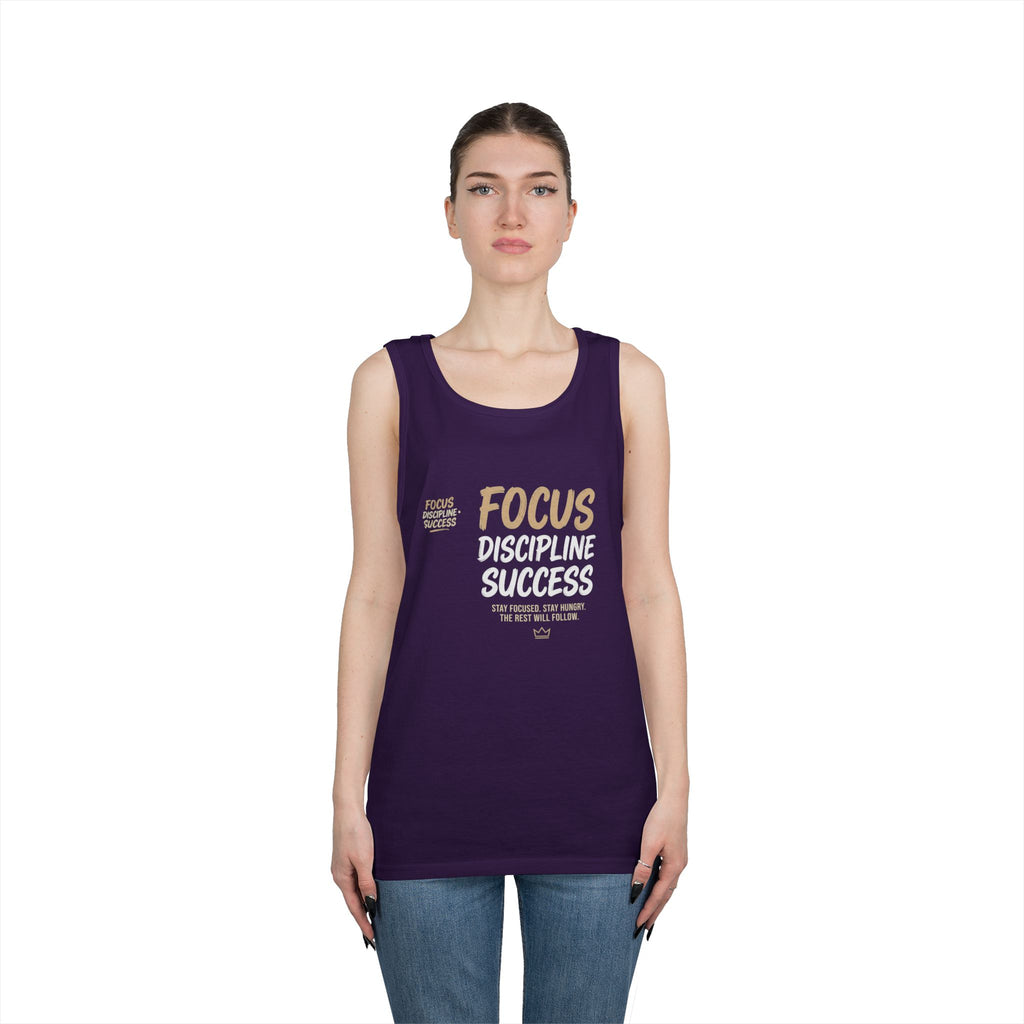 Motivational 'FOCUS Discipline Success' Cotton Tank Top