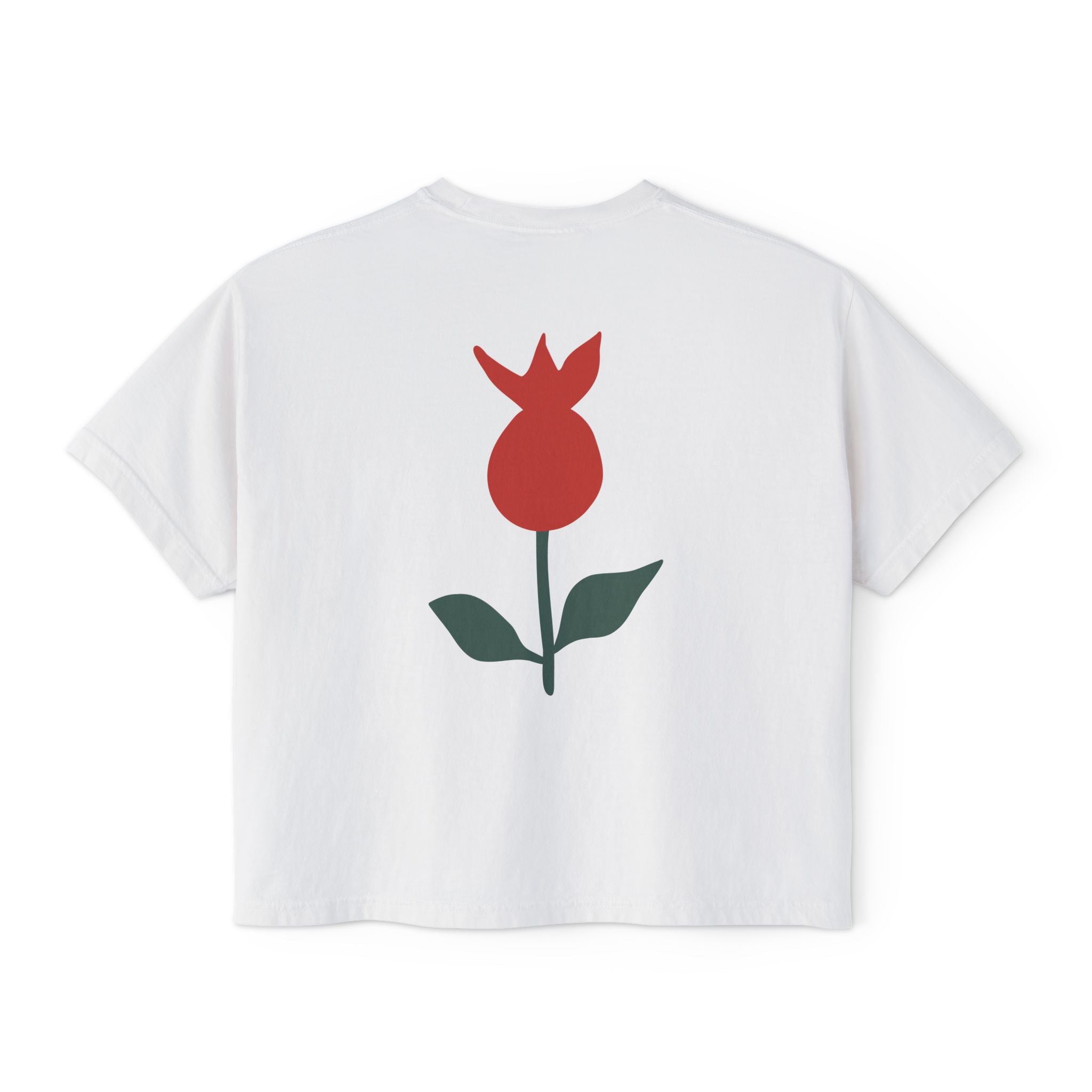 Be Mine Heart Script Boxy Tee — Valentine Rose Graphic Top