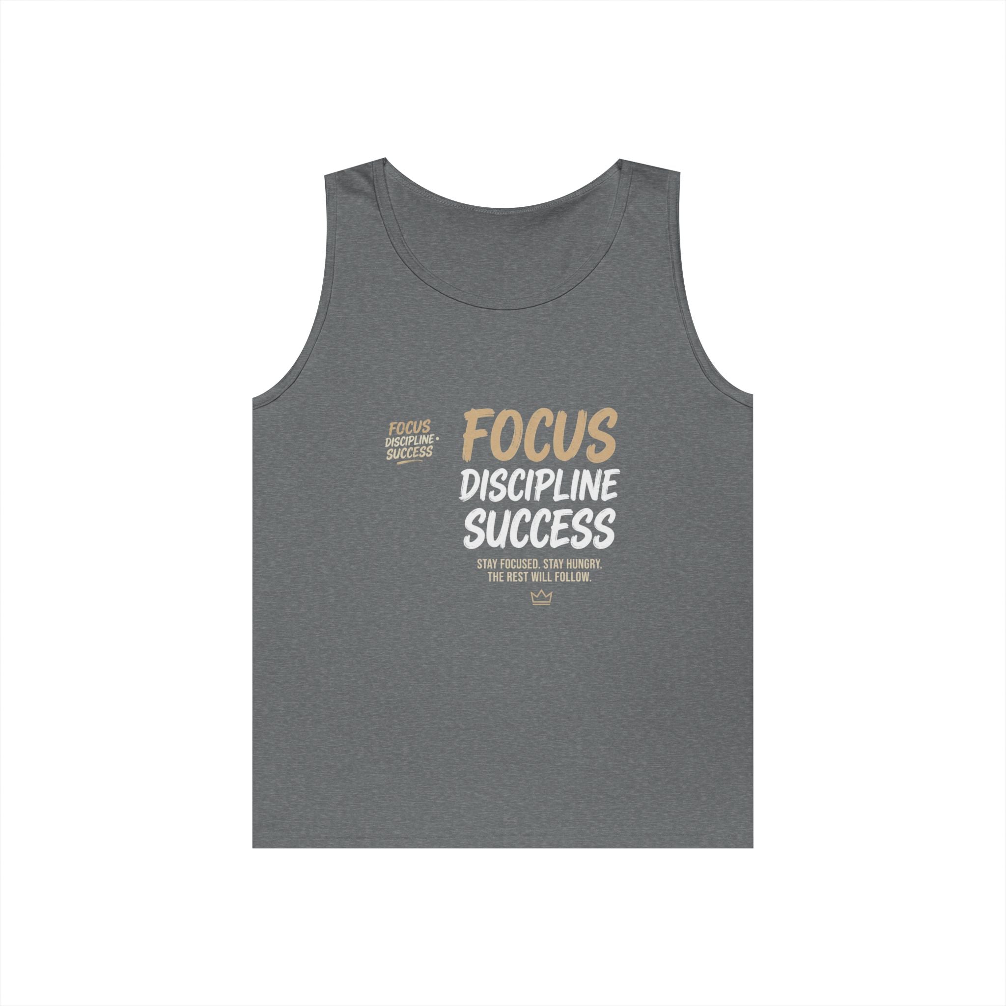 Motivational 'FOCUS Discipline Success' Cotton Tank Top