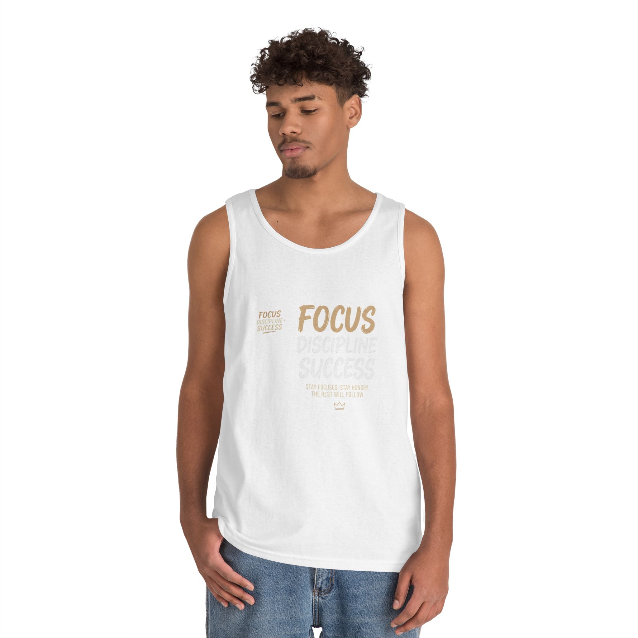 Motivational 'FOCUS Discipline Success' Cotton Tank Top