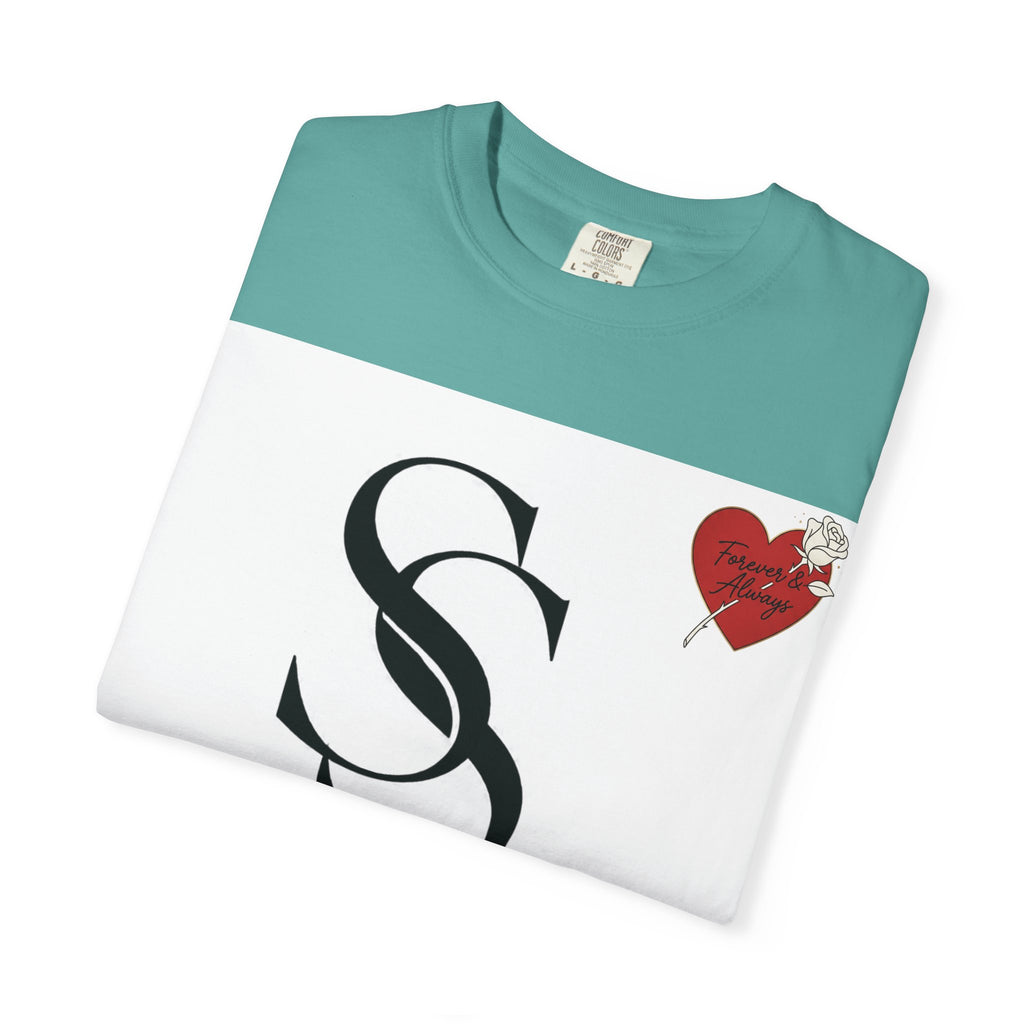 Saadia Studios Logo T-Shirt — SS Monogram Tee with Heart Accent
