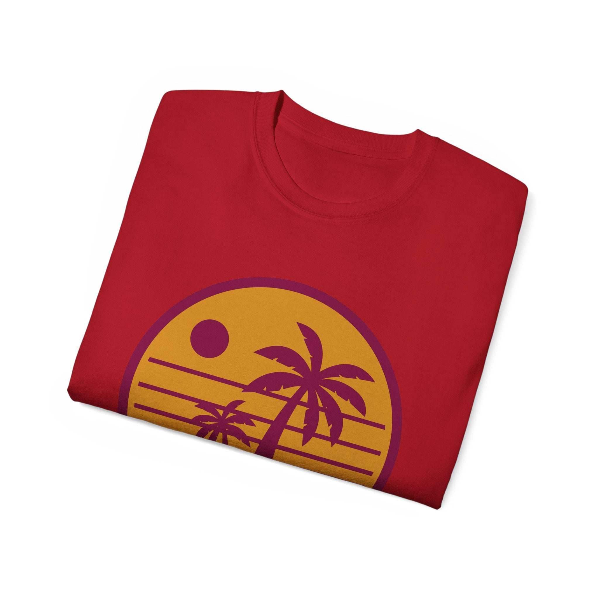 T-Shirt — Retro Palm Sunset Surf Tee ("Salt Air, Soft Hearts")
