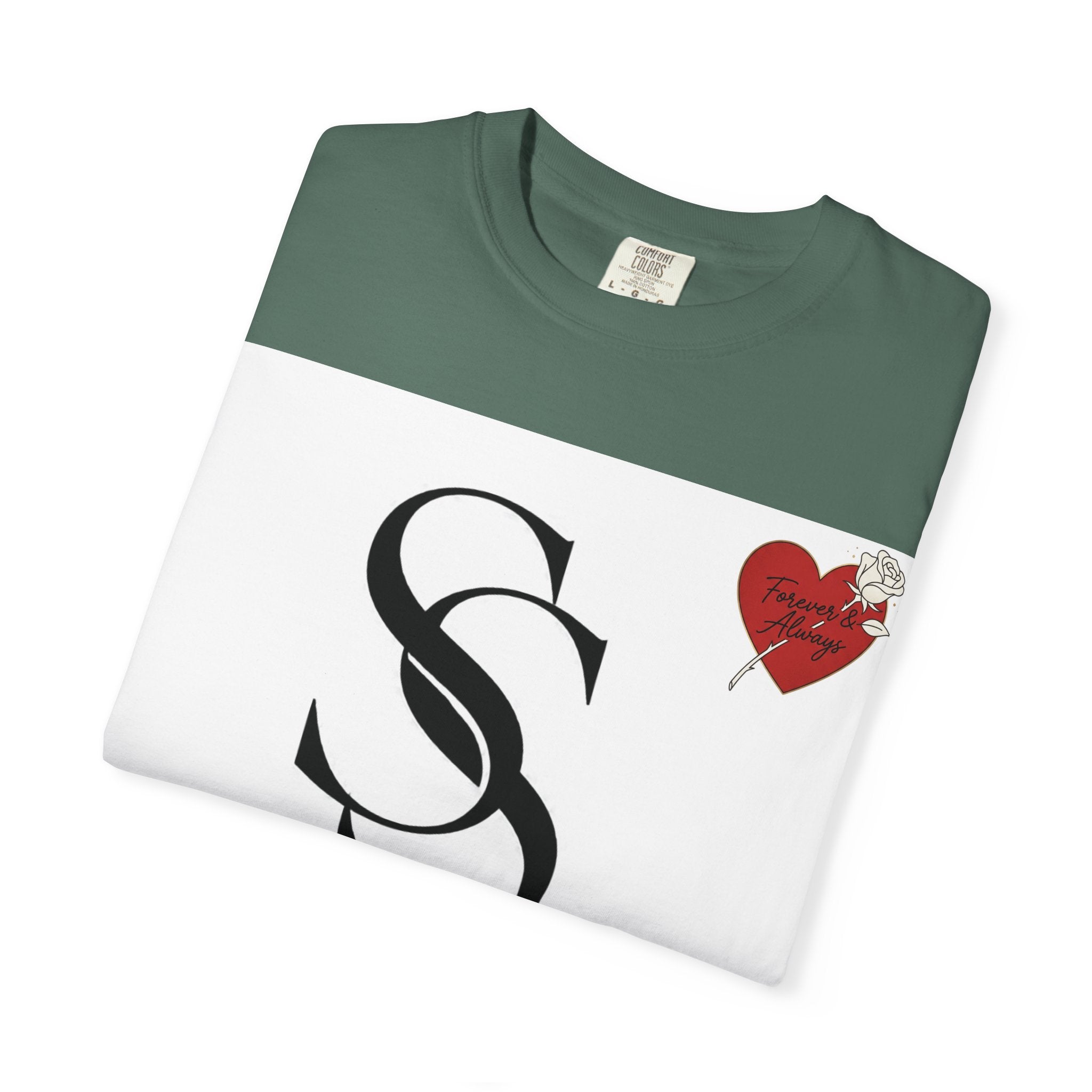 Saadia Studios Logo T-Shirt — SS Monogram Tee with Heart Accent