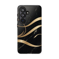 Black Marble Phone Case with Gold Swirl — Elegant Protective Tough Case