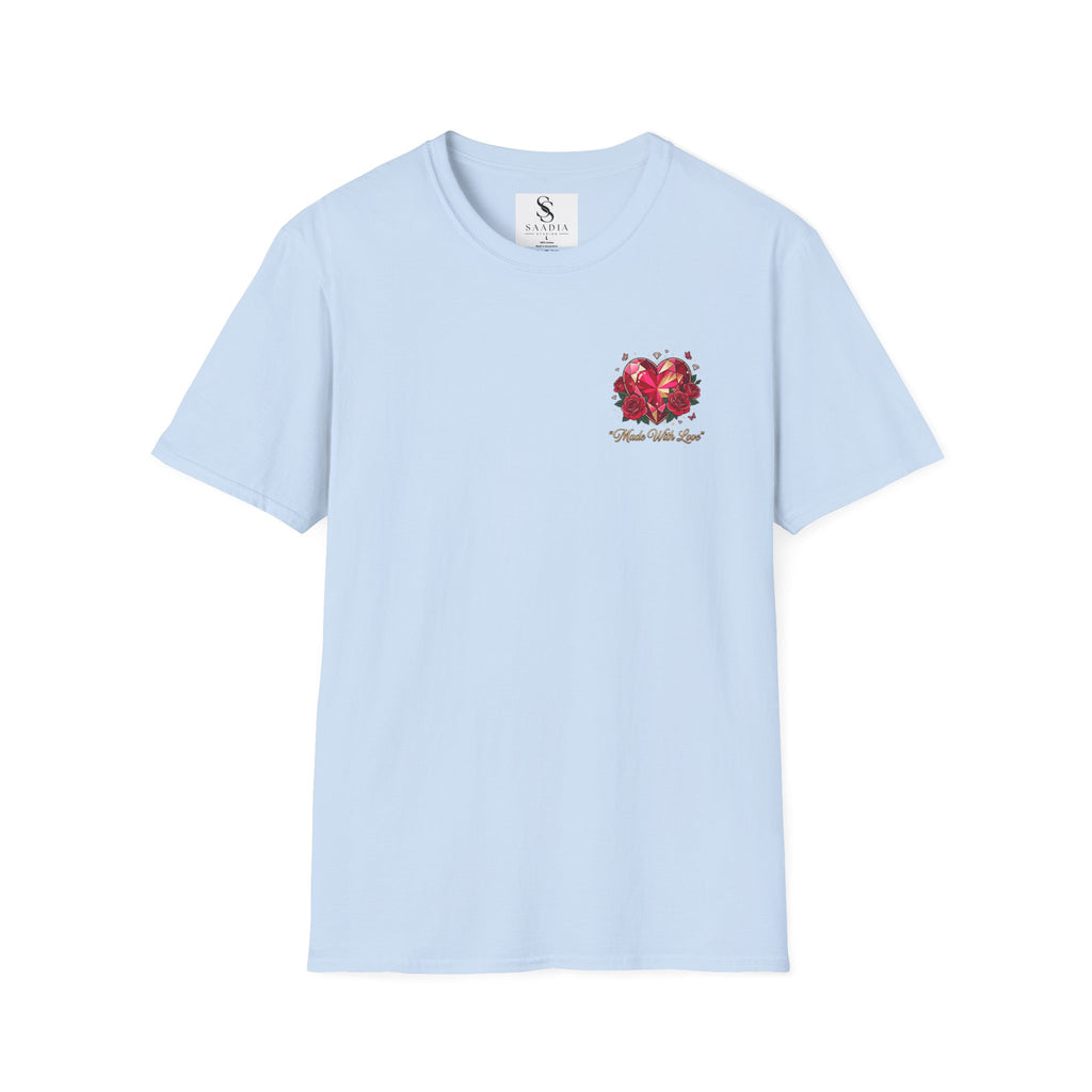 Heart Floral Graphic T-Shirt — "Made With Love" Chest Print