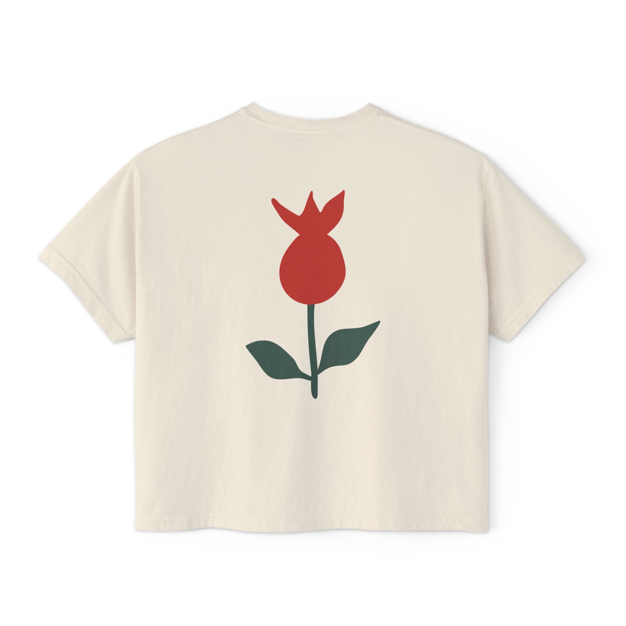 Be Mine Heart Script Boxy Tee — Valentine Rose Graphic Top