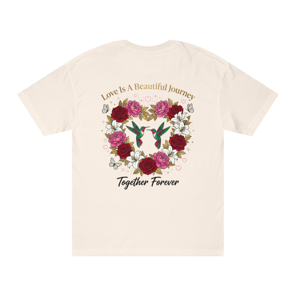 Valentine's 'Made With Love' Heart Tee — Floral Hummingbird Together Forever T-Shirt