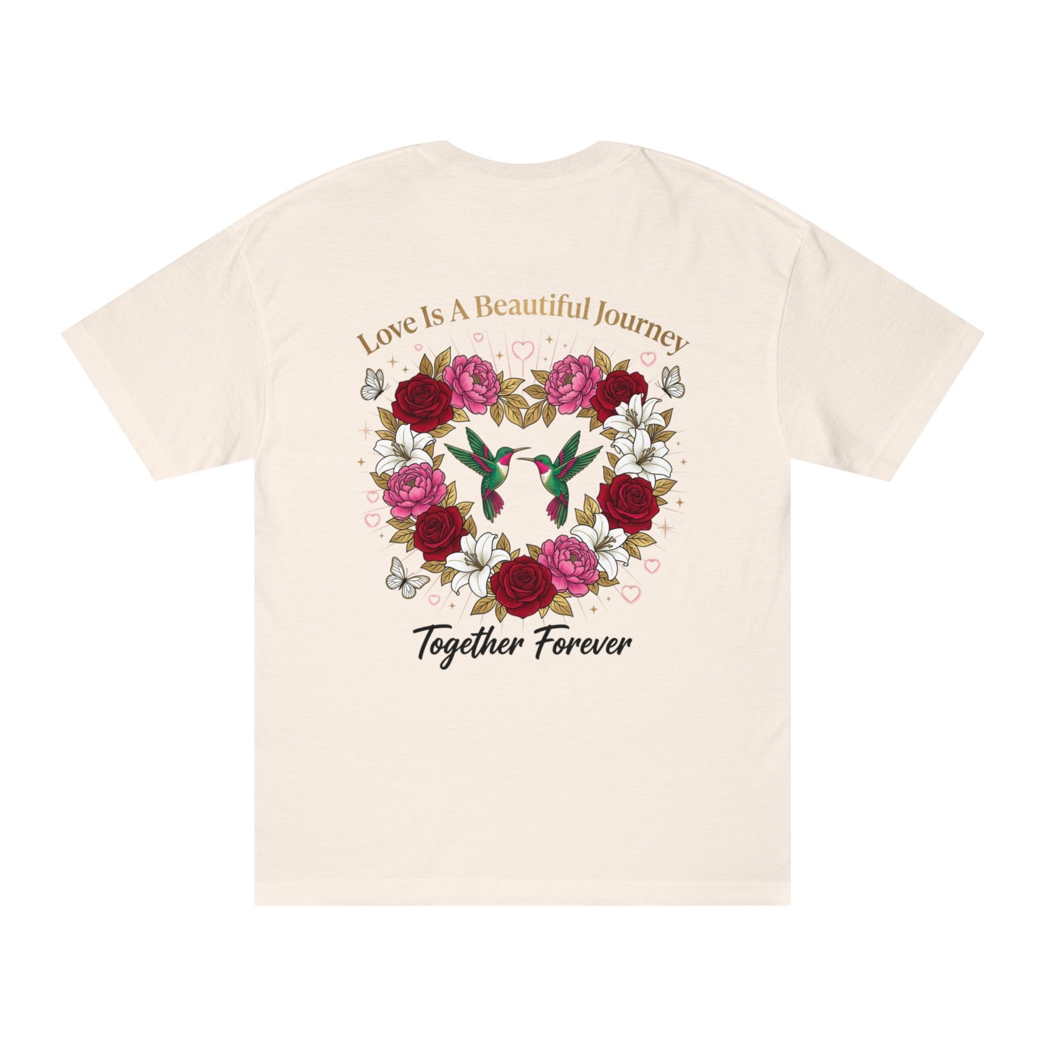 Valentine's 'Made With Love' Heart Tee — Floral Hummingbird Together Forever T-Shirt