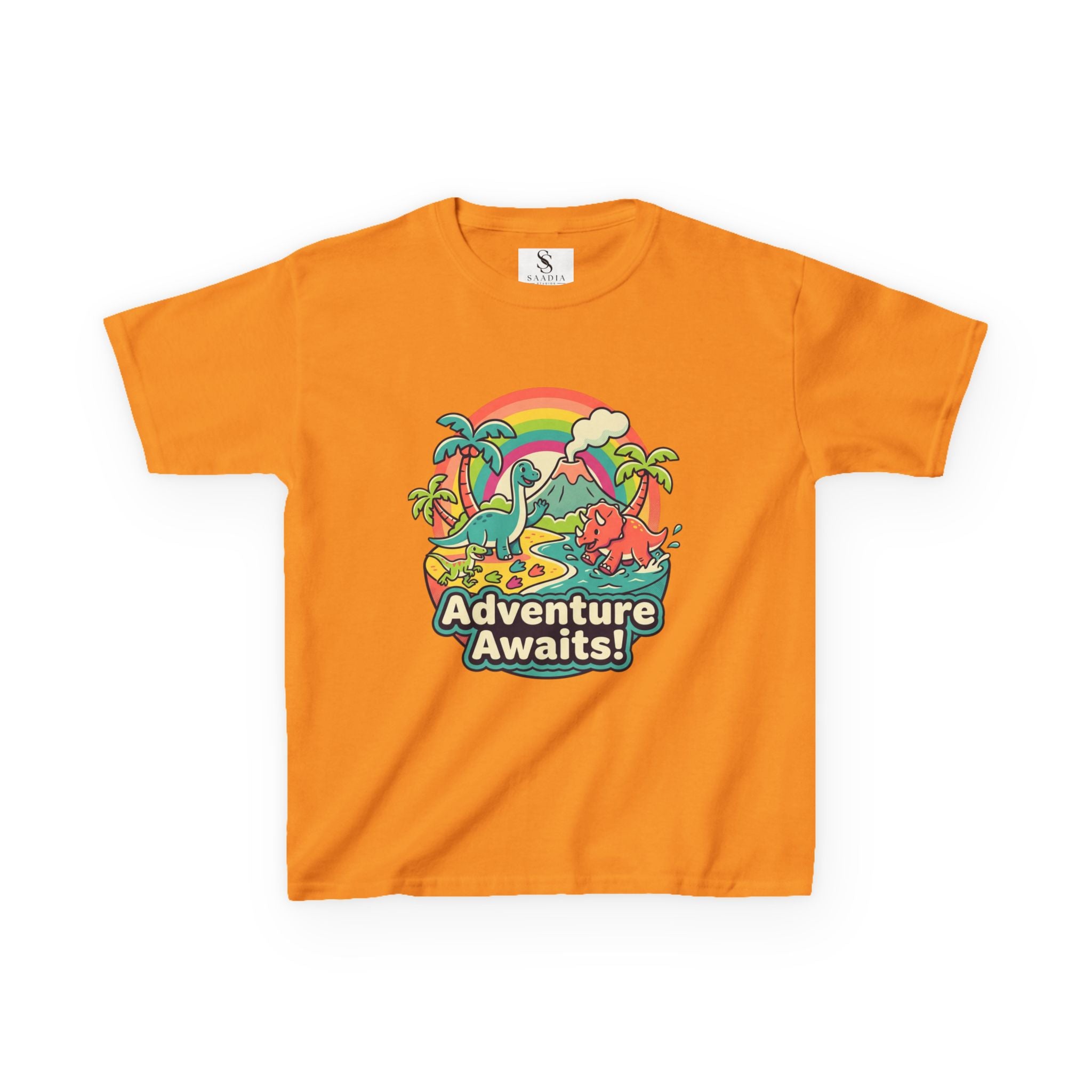 Kids Tee — "Adventure Awaits!" Dino Beach Graphic