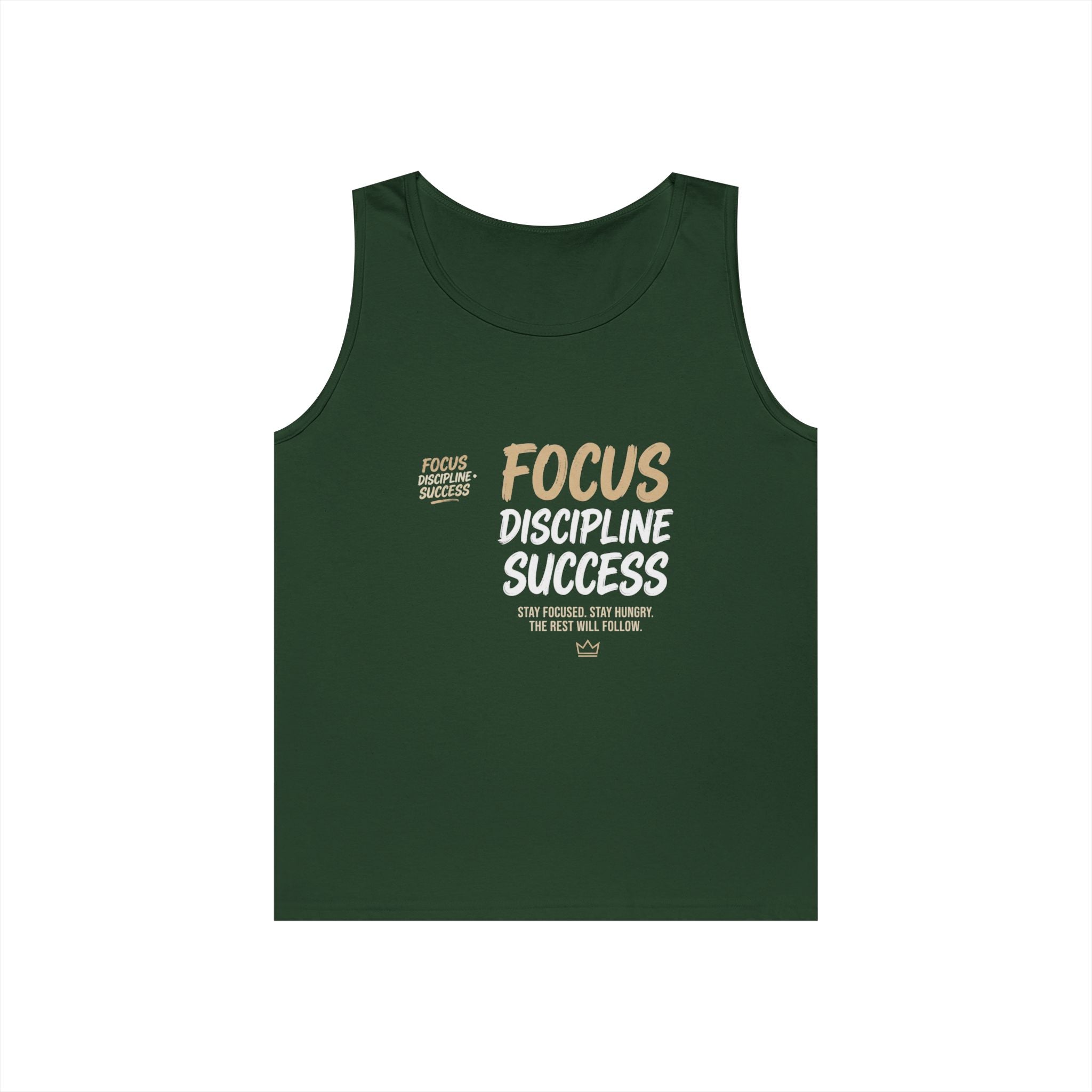 Motivational 'FOCUS Discipline Success' Cotton Tank Top