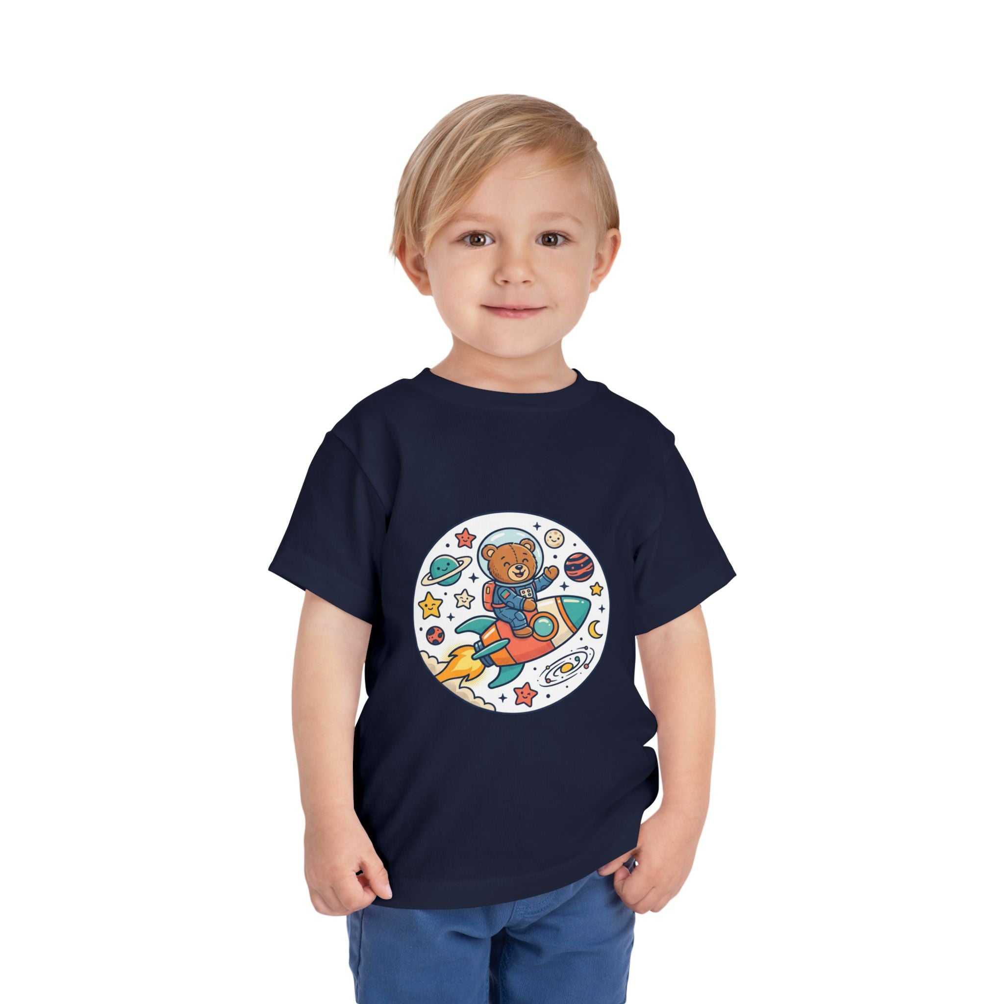 Toddler Tee — 'Dream Big Explore More' Space Bear Rocket Shirt
