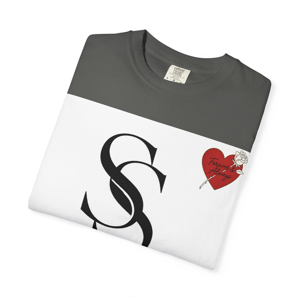 Saadia Studios Logo T-Shirt — SS Monogram Tee with Heart Accent