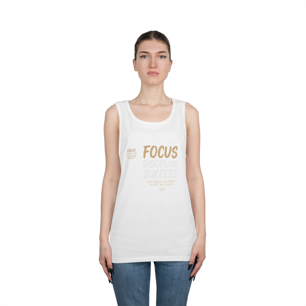 Motivational 'FOCUS Discipline Success' Cotton Tank Top