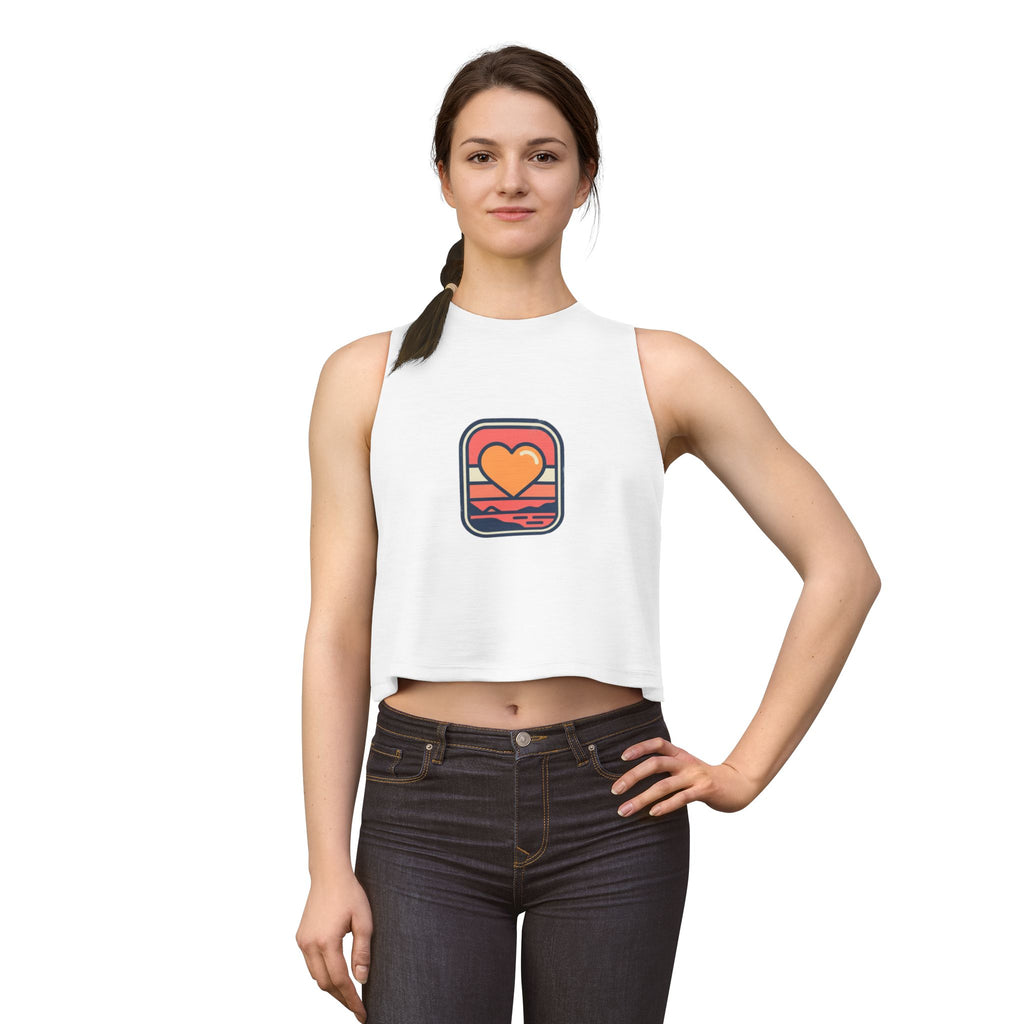 Heart Sunset Crop Top — Retro Beach Love Tank