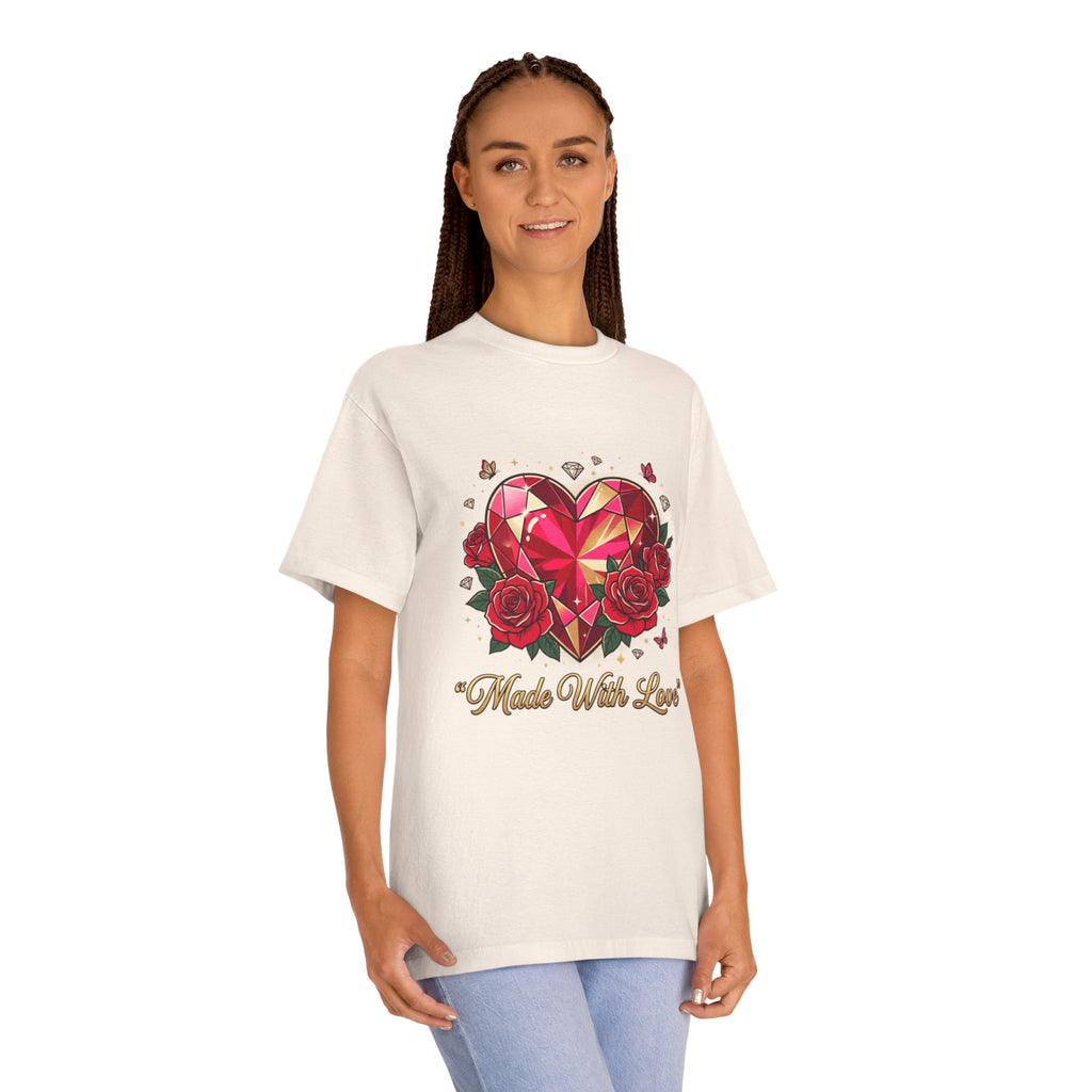 Valentine's 'Made With Love' Heart Tee — Floral Hummingbird Together Forever T-Shirt