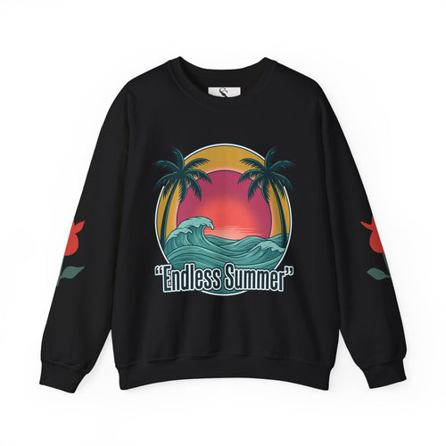 Endless Summer Crewneck Sweatshirt — Vintage Palm Beach Wave Graphic