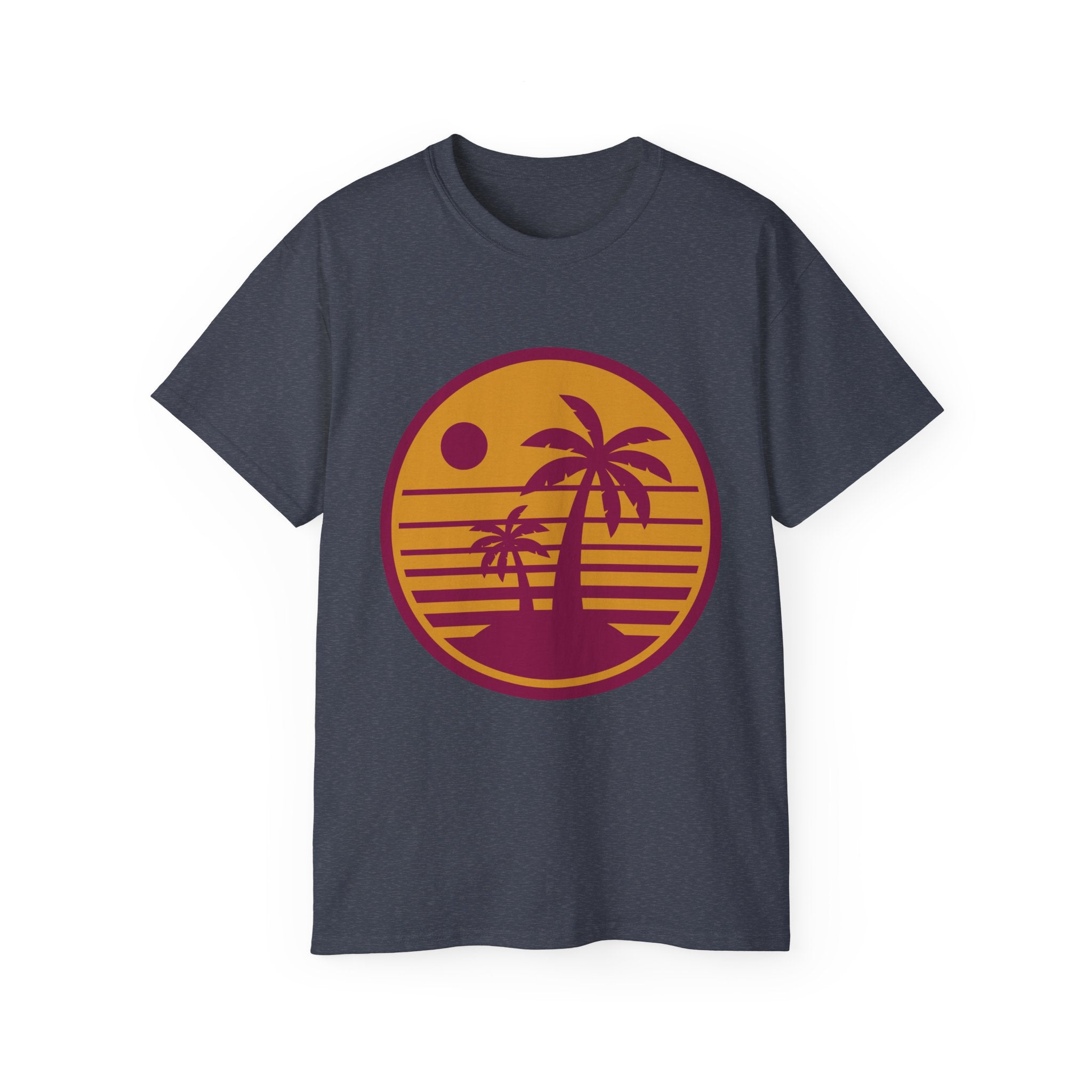 T-Shirt — Retro Palm Sunset Surf Tee ("Salt Air, Soft Hearts")
