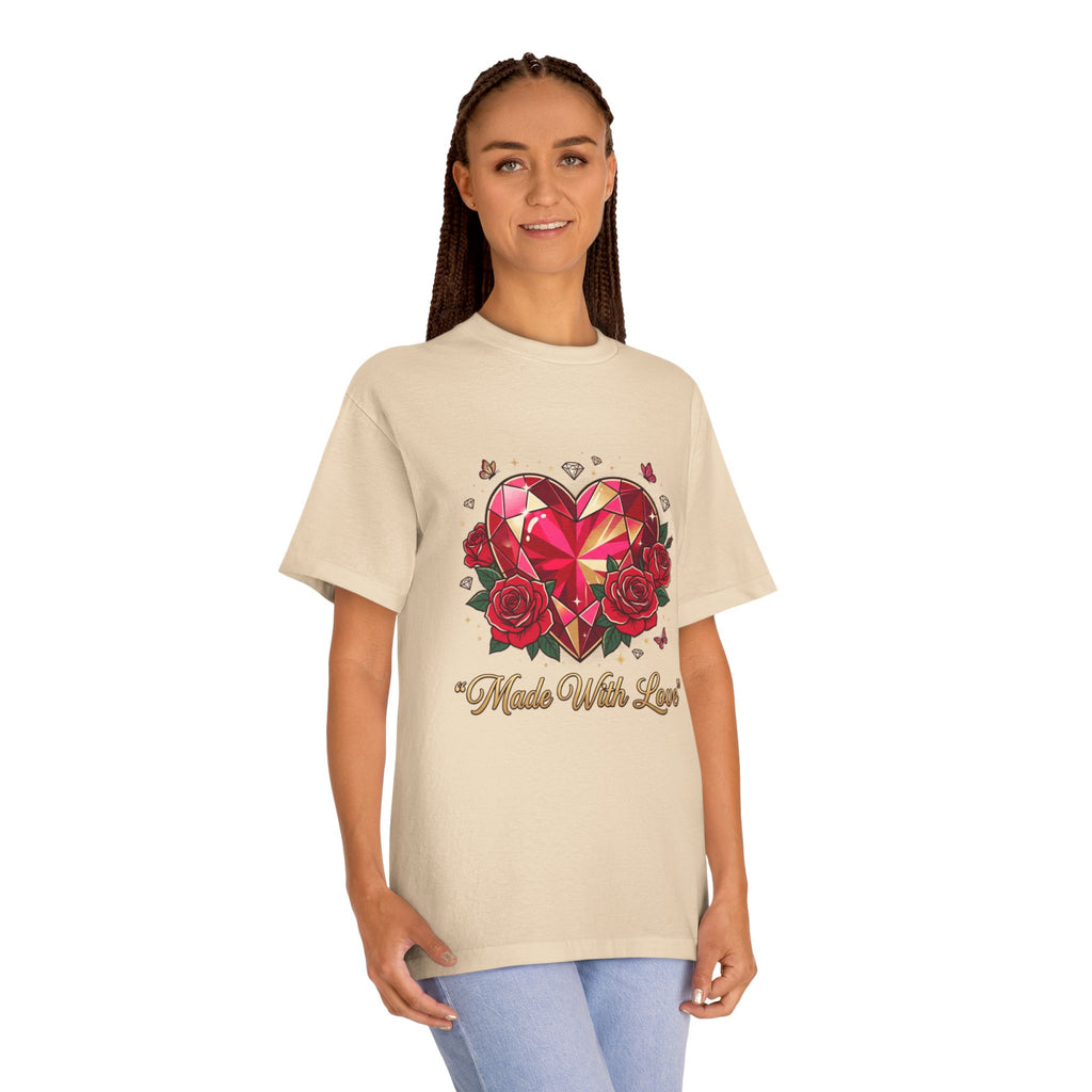 Valentine's 'Made With Love' Heart Tee — Floral Hummingbird Together Forever T-Shirt