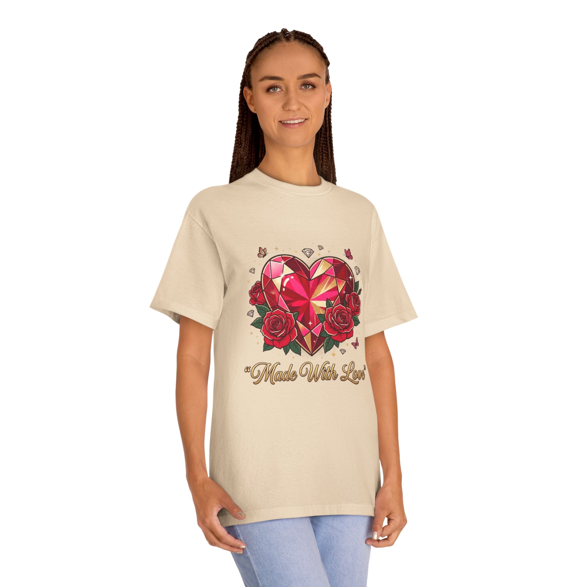 Valentine's 'Made With Love' Heart Tee — Floral Hummingbird Together Forever T-Shirt