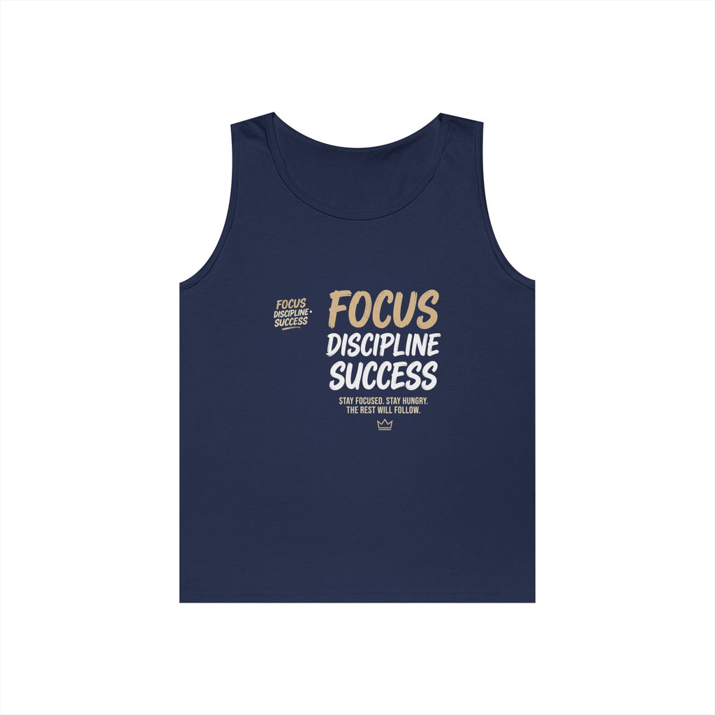 Motivational 'FOCUS Discipline Success' Cotton Tank Top