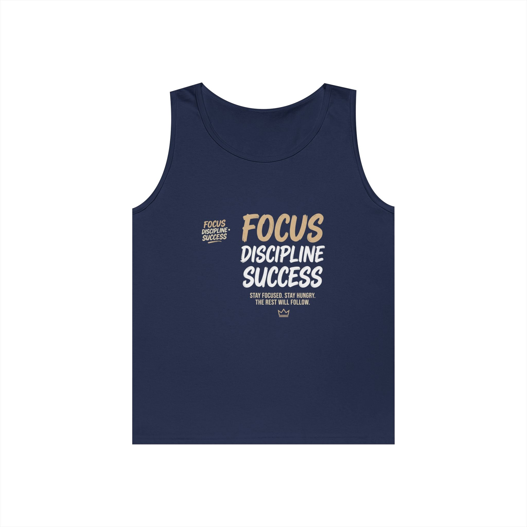 Motivational 'FOCUS Discipline Success' Cotton Tank Top