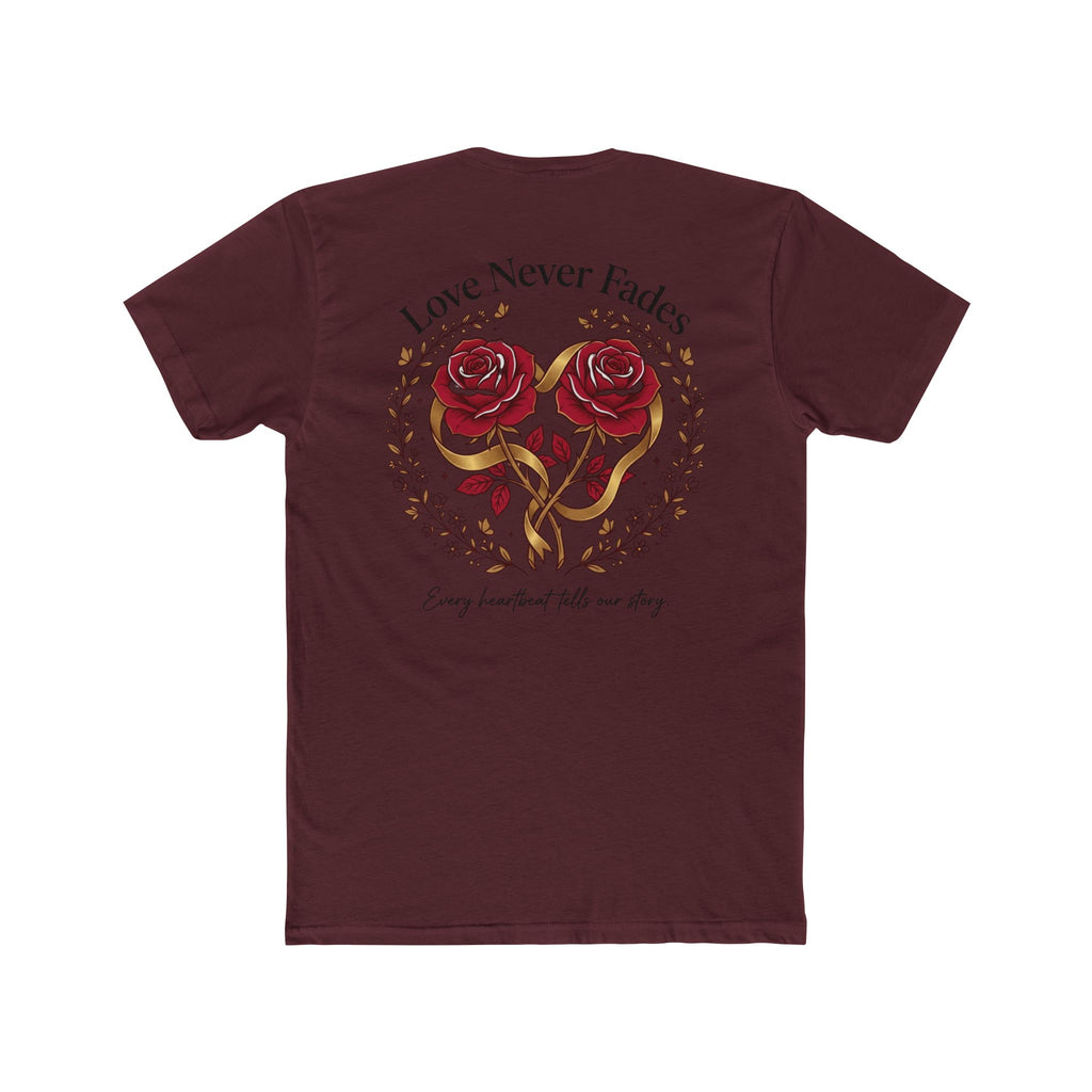 Love Never Fades Rose Heart Tee — Romantic Valentine’s Day Floral T-Shirt
