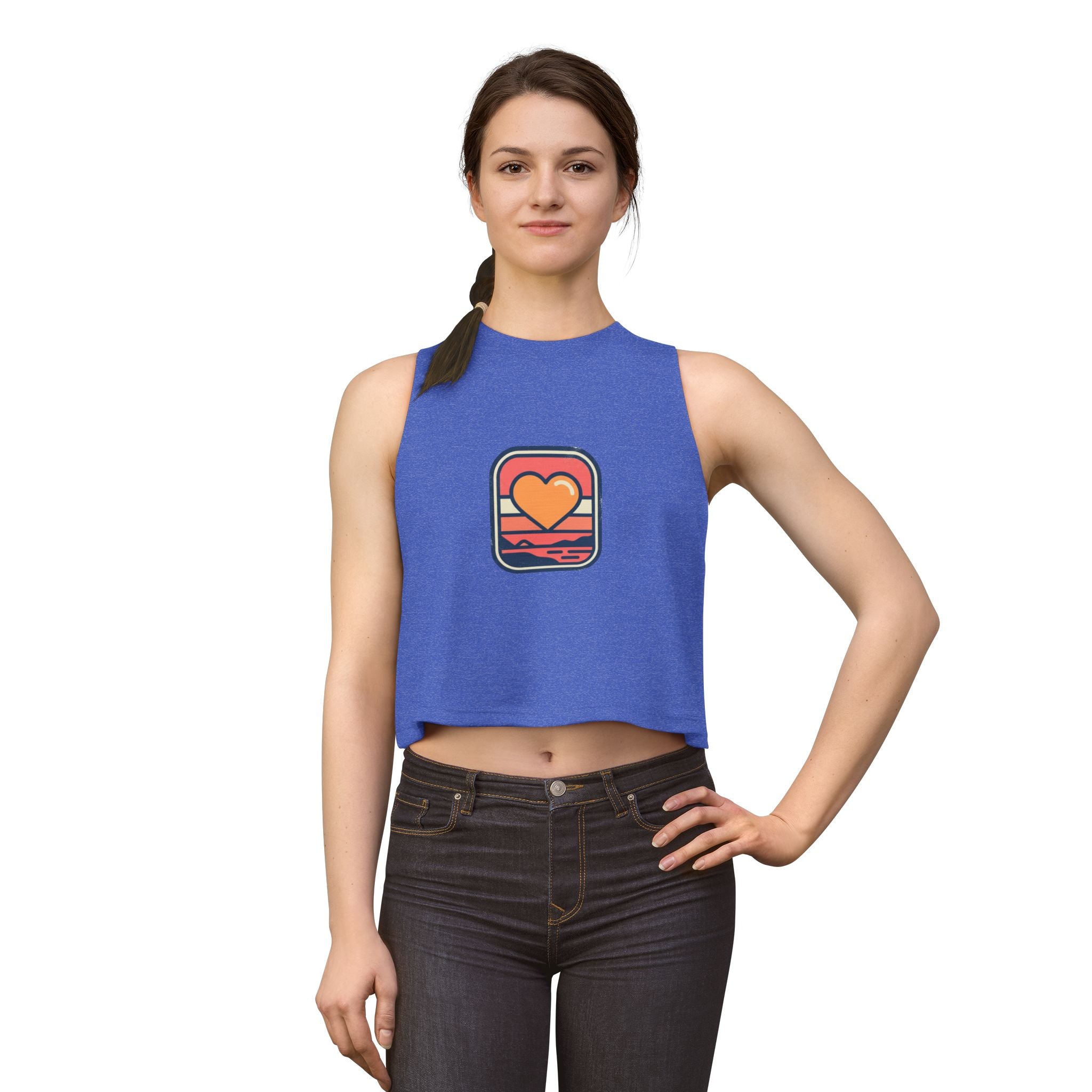 Heart Sunset Crop Top — Retro Beach Love Tank