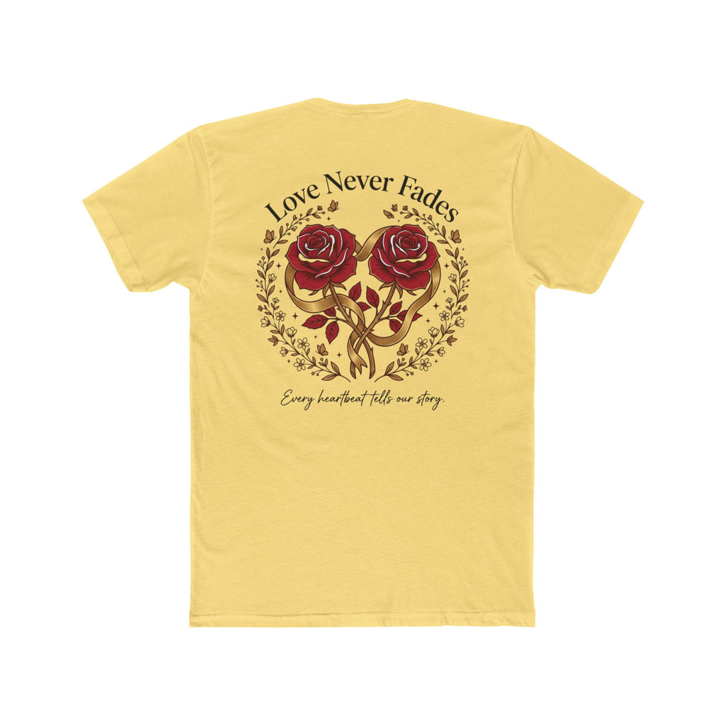 Love Never Fades Rose Heart Tee — Romantic Valentine’s Day Floral T-Shirt