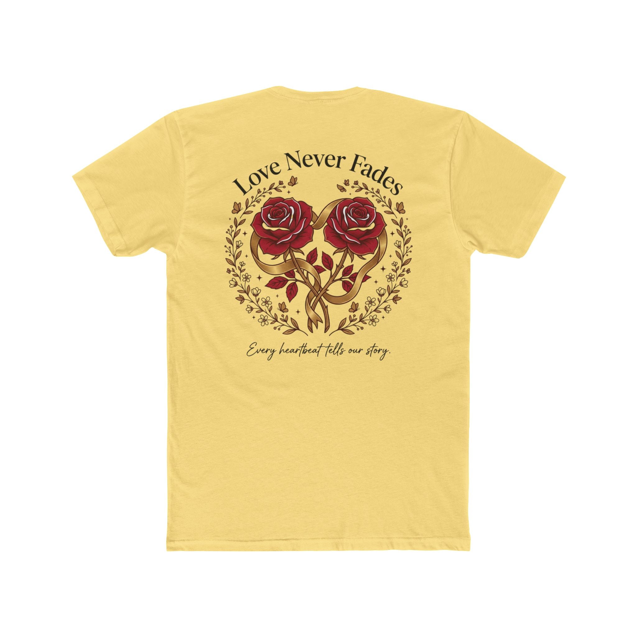 Love Never Fades Rose Heart Tee — Romantic Valentine’s Day Floral T-Shirt