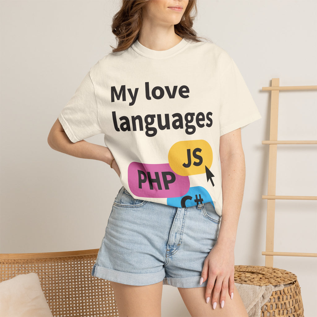 My Love Languages T-Shirt — Funny Programmer Tee (PHP • JS • C#)