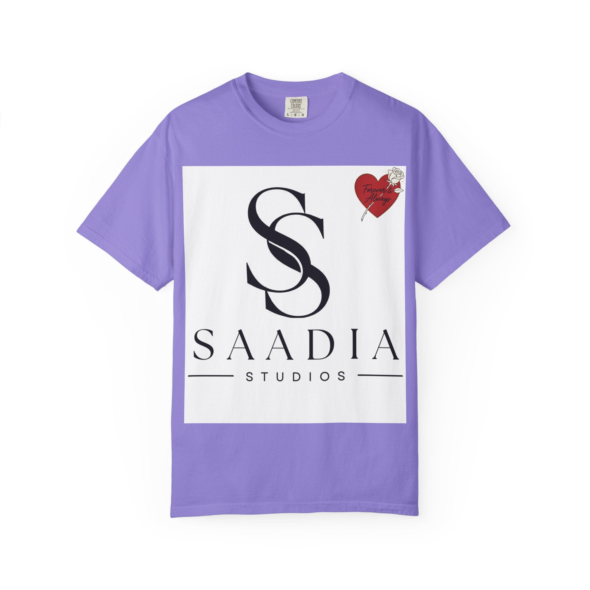 Saadia Studios Logo T-Shirt — SS Monogram Tee with Heart Accent