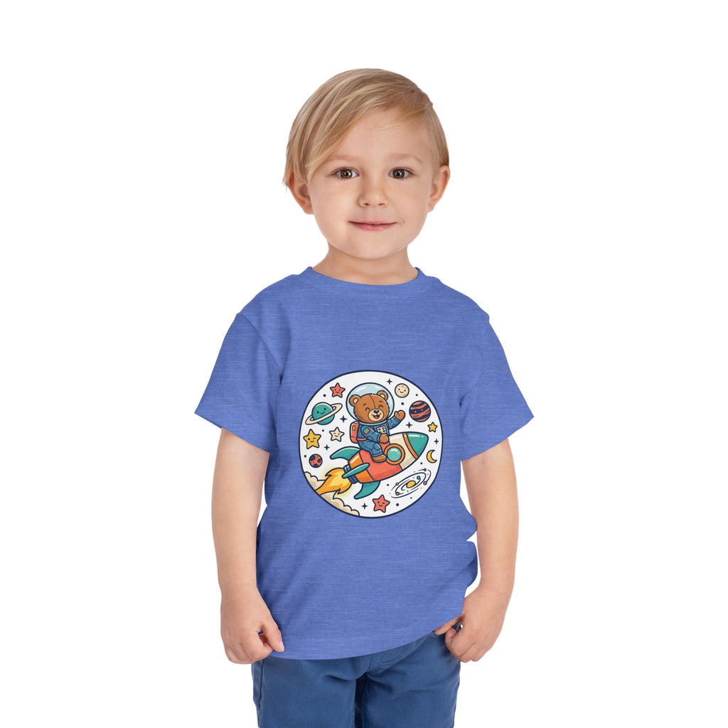 Toddler Tee — 'Dream Big Explore More' Space Bear Rocket Shirt