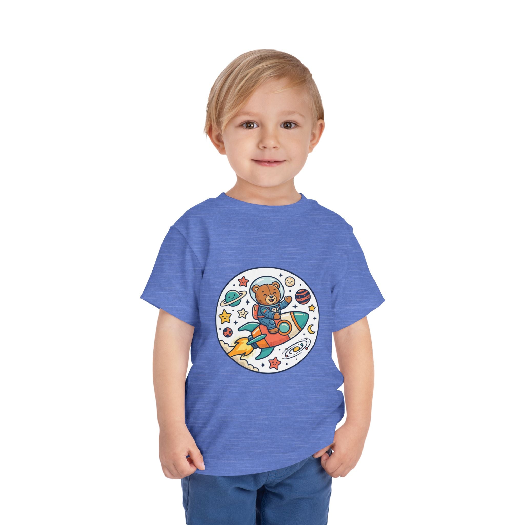 Toddler Tee — 'Dream Big Explore More' Space Bear Rocket Shirt