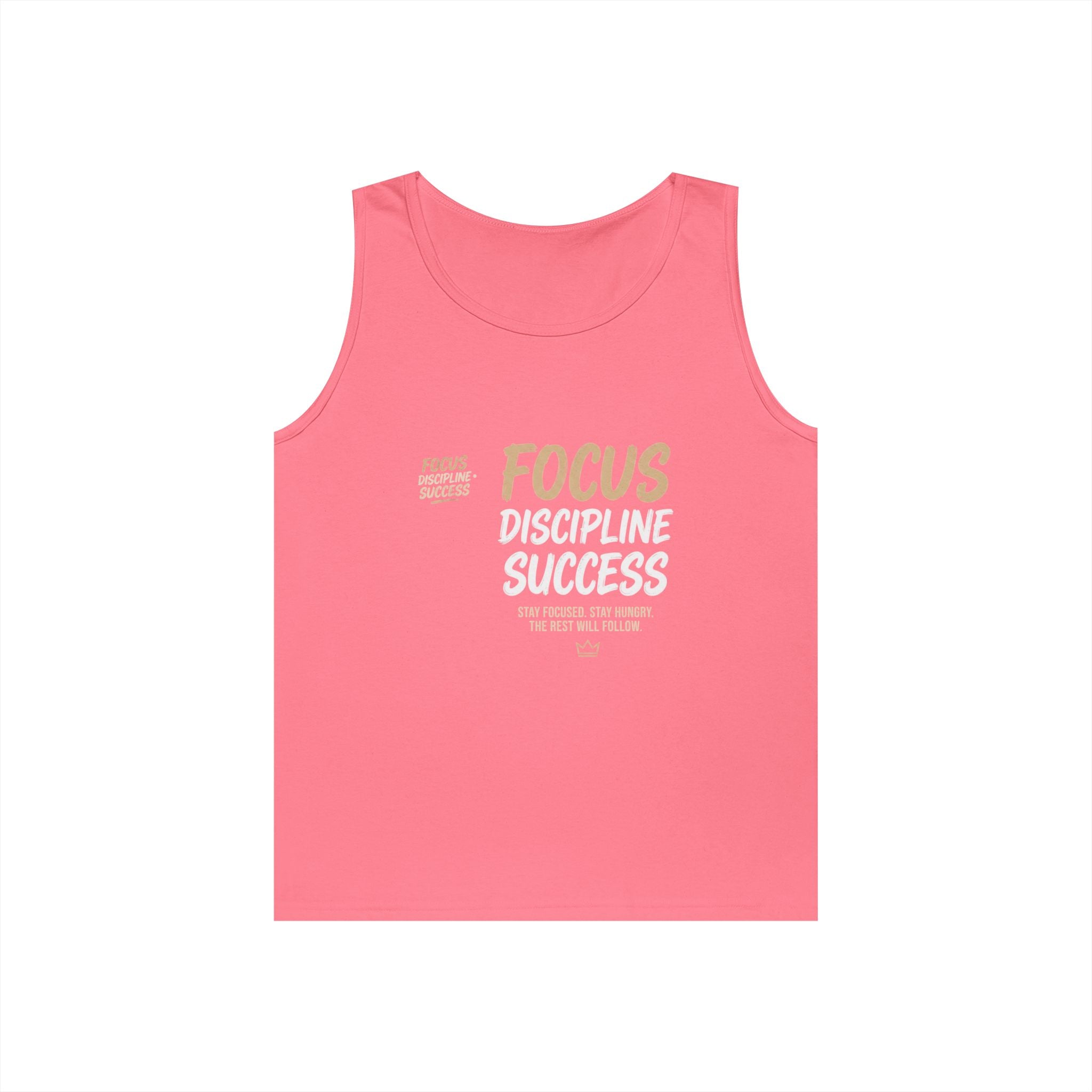 Motivational 'FOCUS Discipline Success' Cotton Tank Top